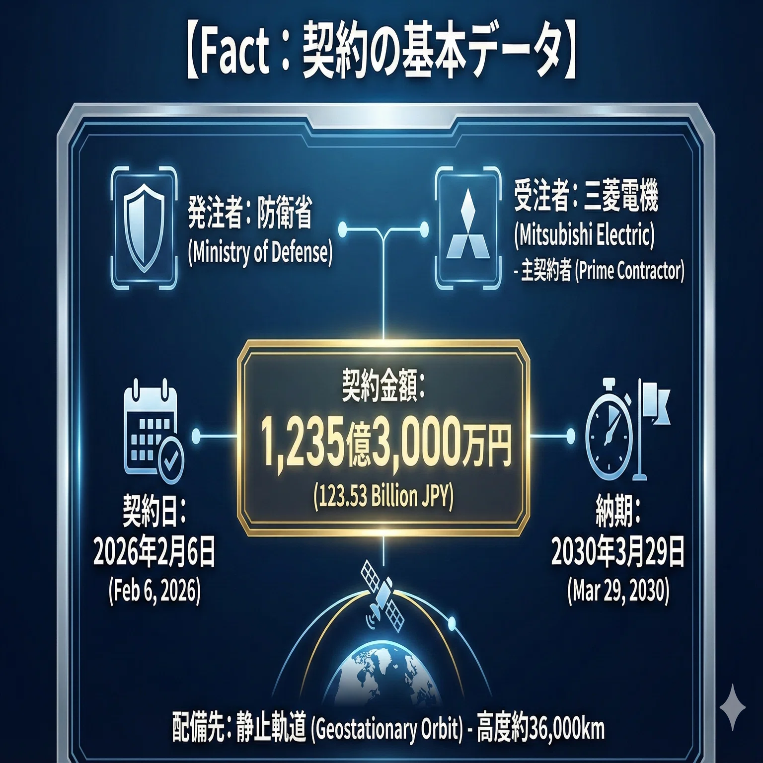 三菱電機、1,235億円の「宇宙防衛」受注が示す未来。株価と日本の安全