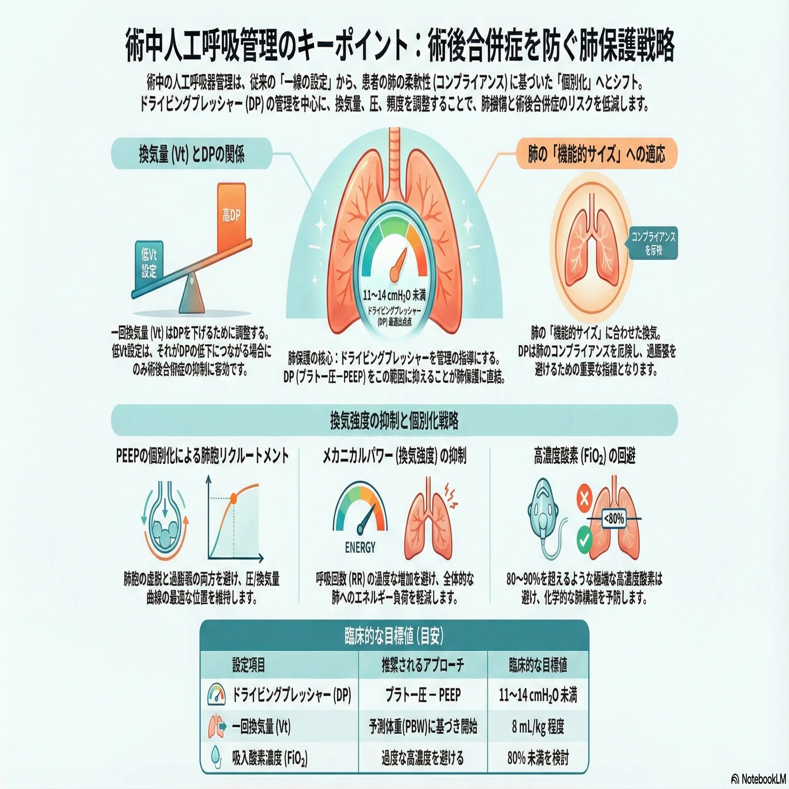 手術室の人工呼吸器設定、まだ「低一回換気量」だけで満足していません