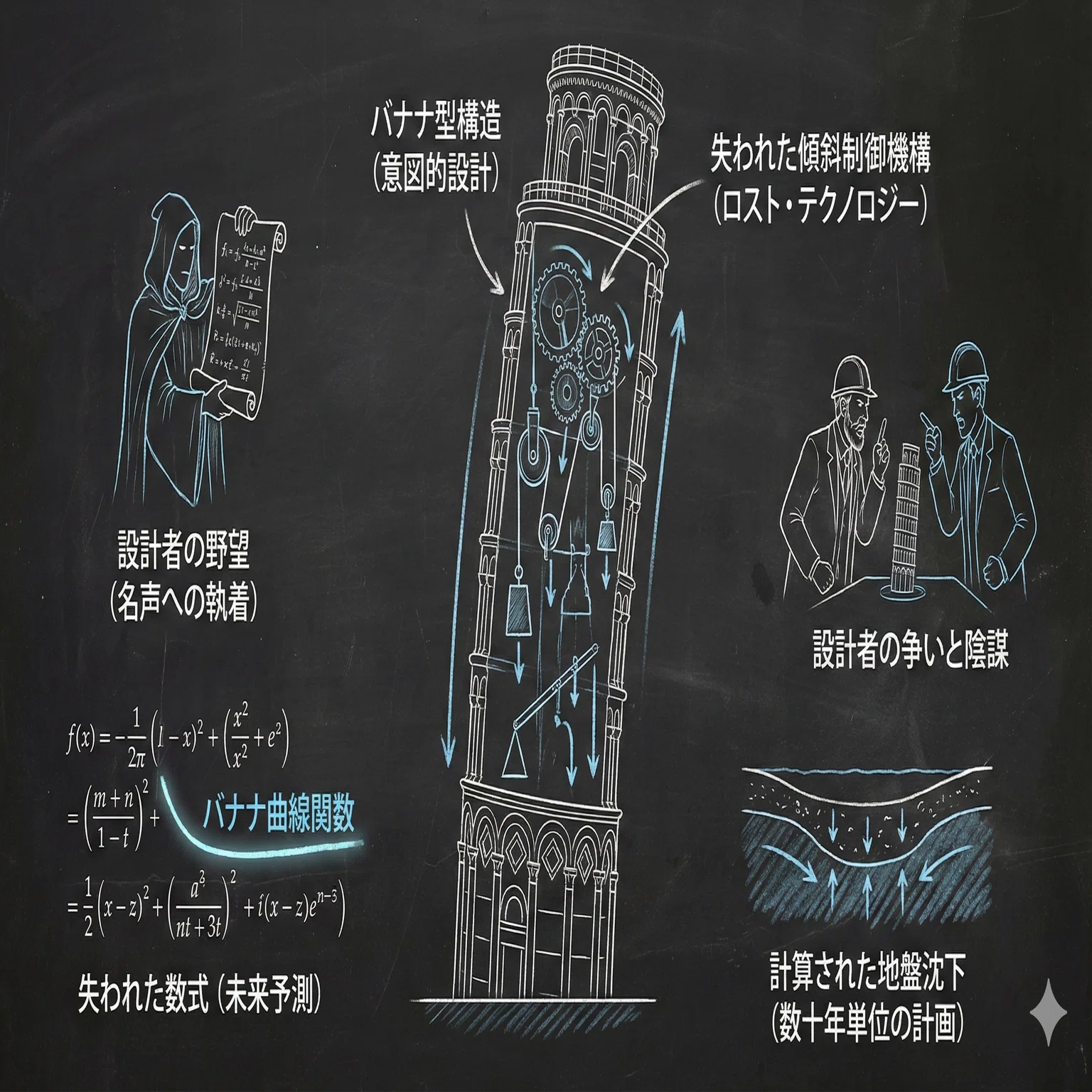 o74 fiction_失われた「傾斜の数式」：ピサの斜塔、設計者の野望と