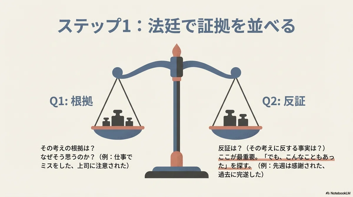 9.「考え方を検証する」―認知の偏りを修正する技法|おなか