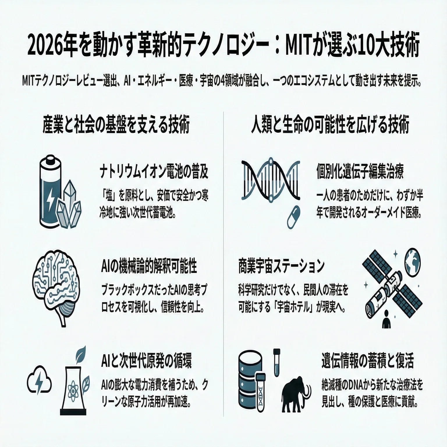 塩の電池」から「赤ちゃんの遺伝子治療」まで──MIT発・2026年の10大