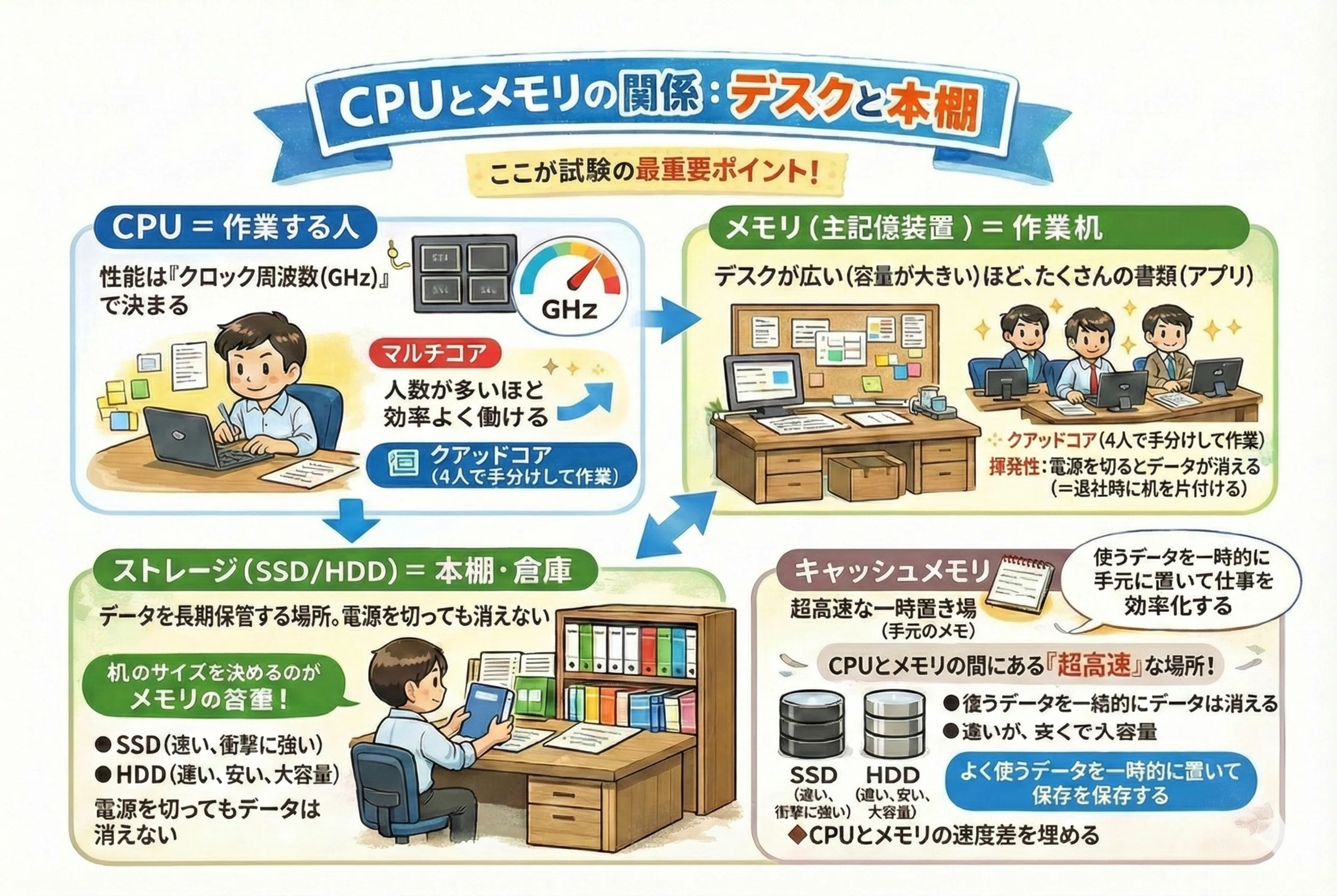 ITパスポート攻略/テクノロジ系②】パソコンの中身を解剖せよ