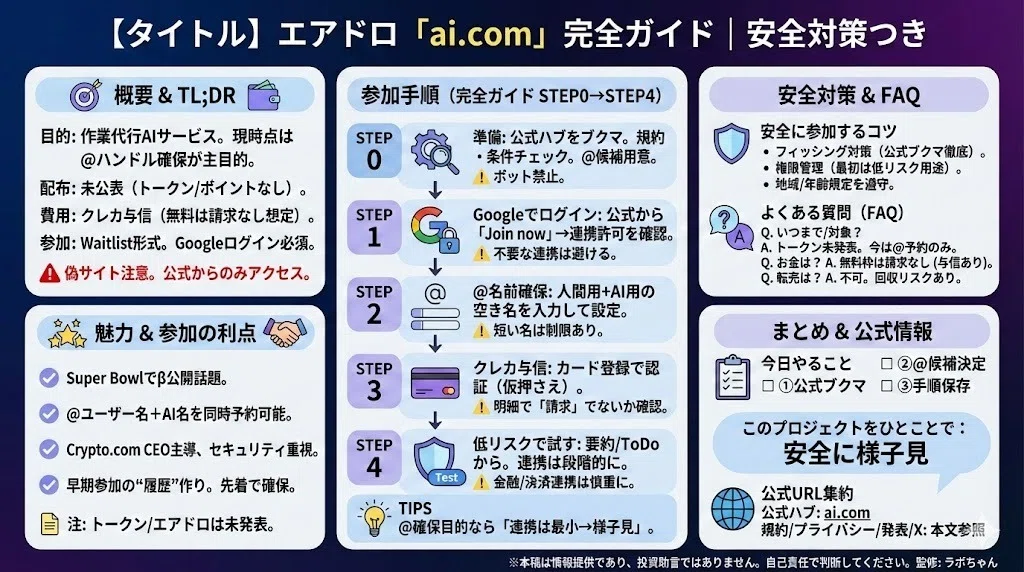 エアドロ「ai.com」完全ガイド｜安全対策つき｜仮想通貨エアドロップ