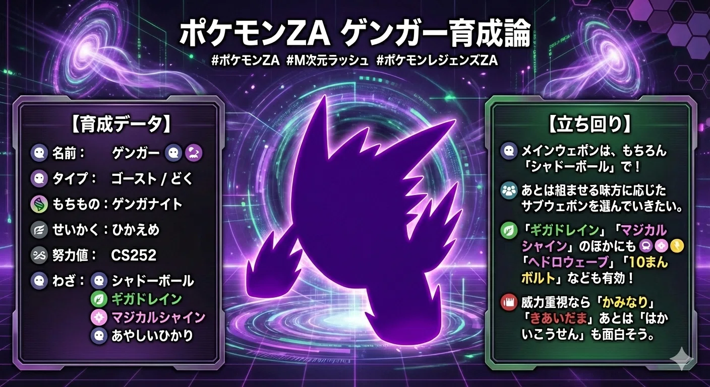 ゲンガー育成論【ポケモンZA】特殊アタッカー型｜マツモトくん