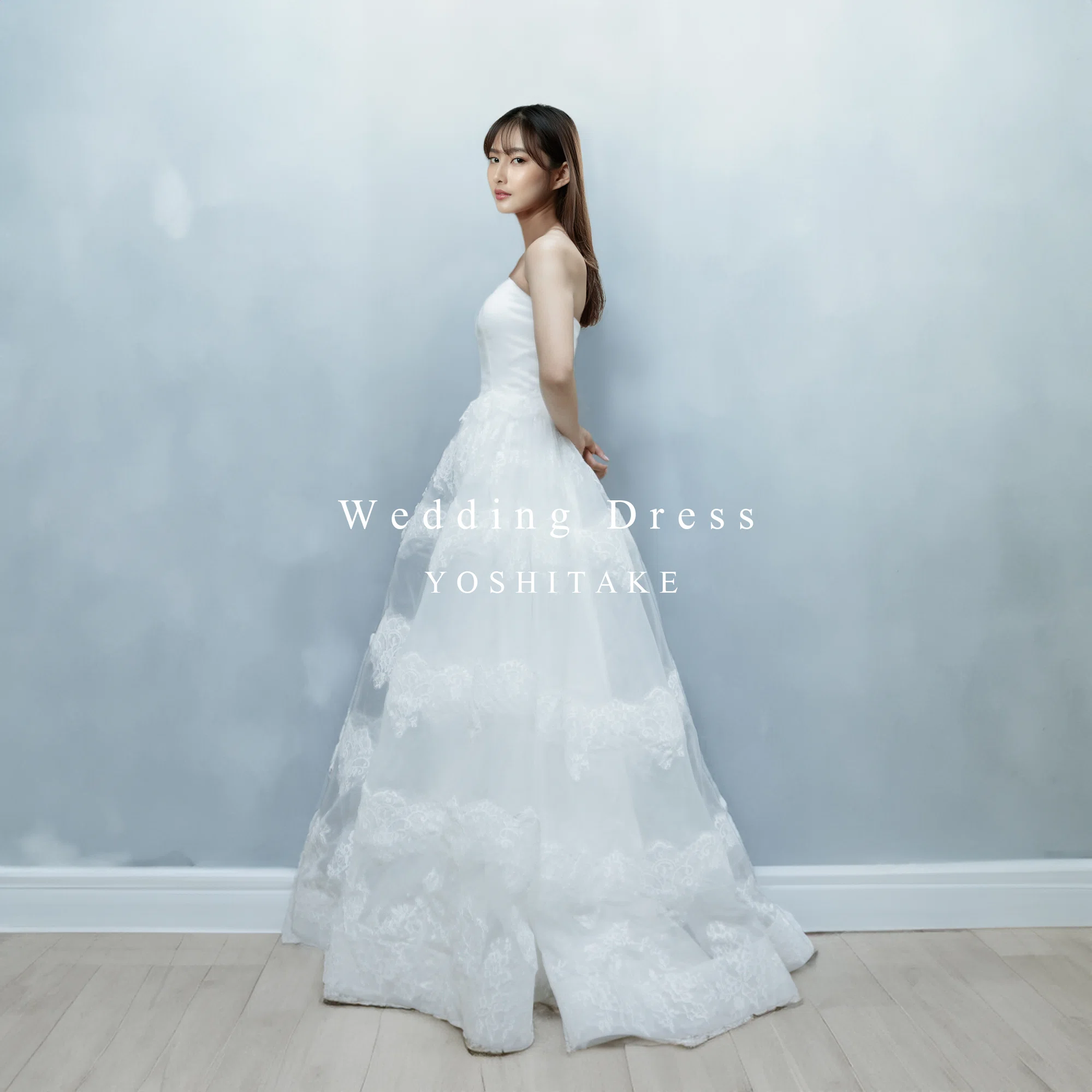 ウエディングドレス.白.レース.Aライン.オーガンジー.結婚式.Y1319 