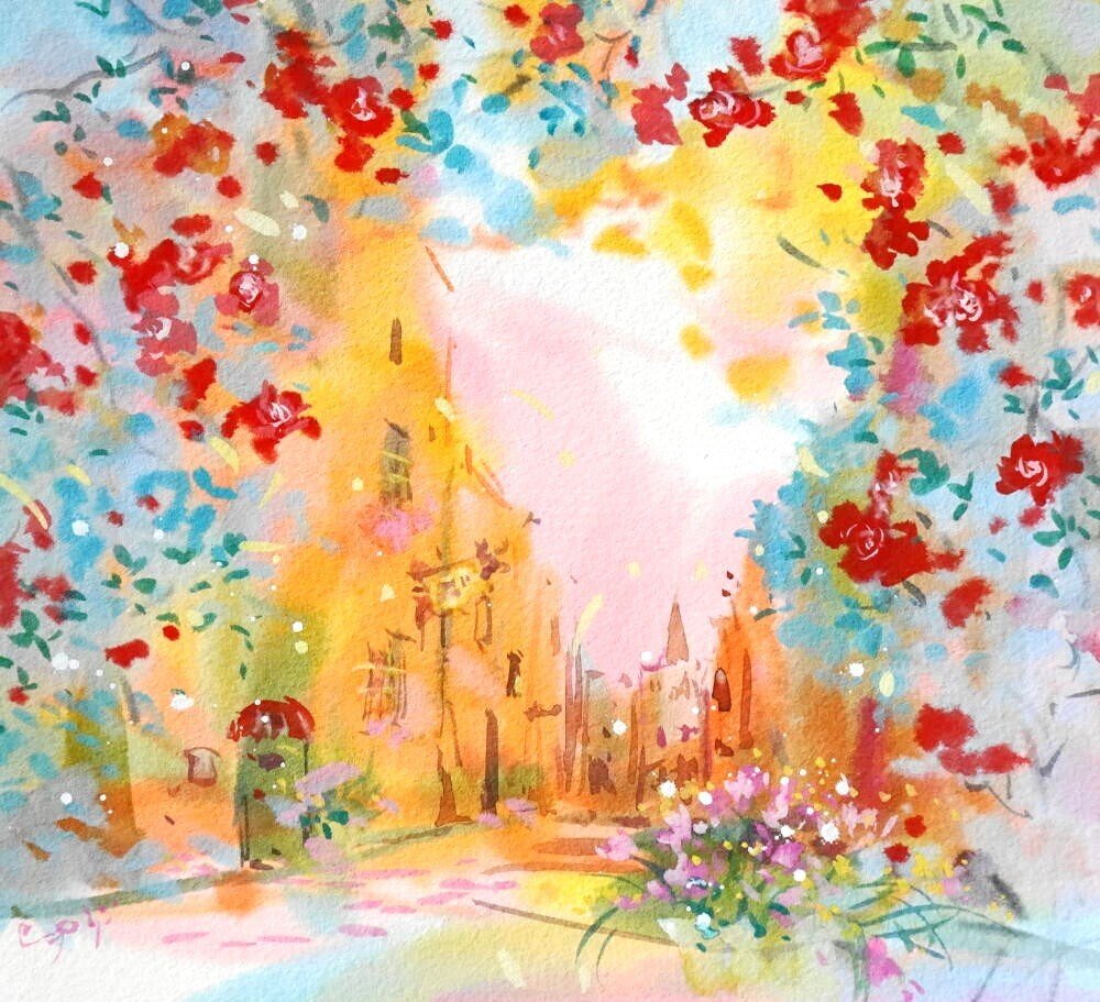 軽く、かるく、にじみを活かして制作｜船本清司ガッシュ画