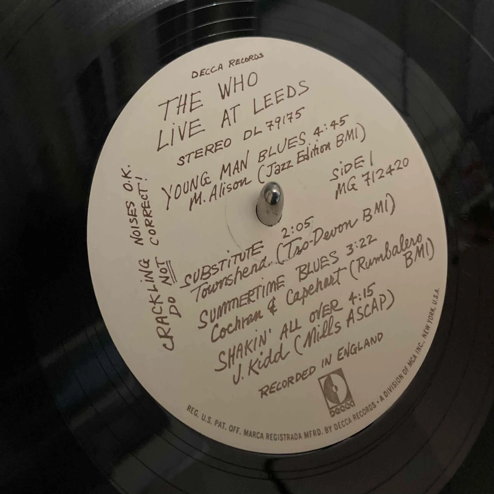 The Who [ Live at Leeds ] UK TRACK 2406-001 US Decca ｜naruru