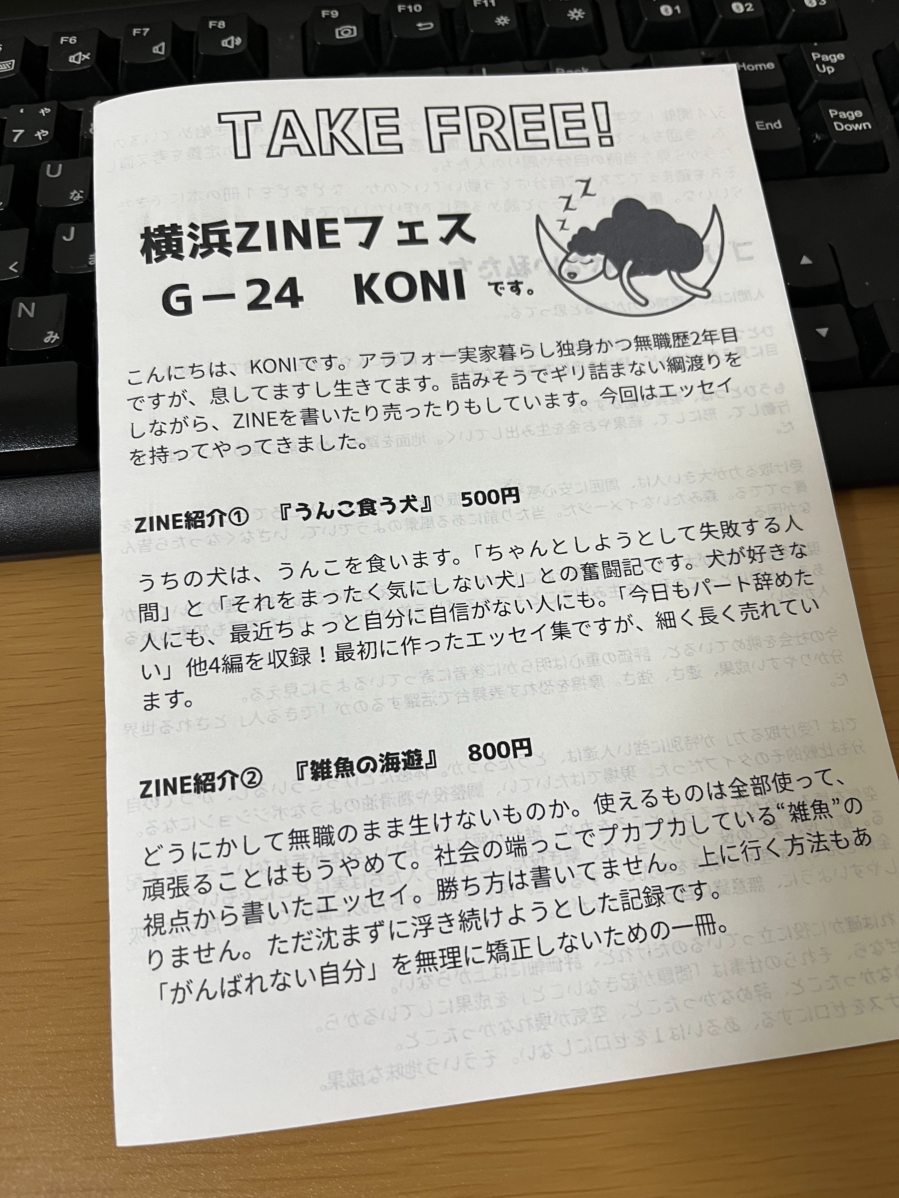 フリーペーパー持ってってー！【2/15横浜ZINEフェス】｜KONI@無職