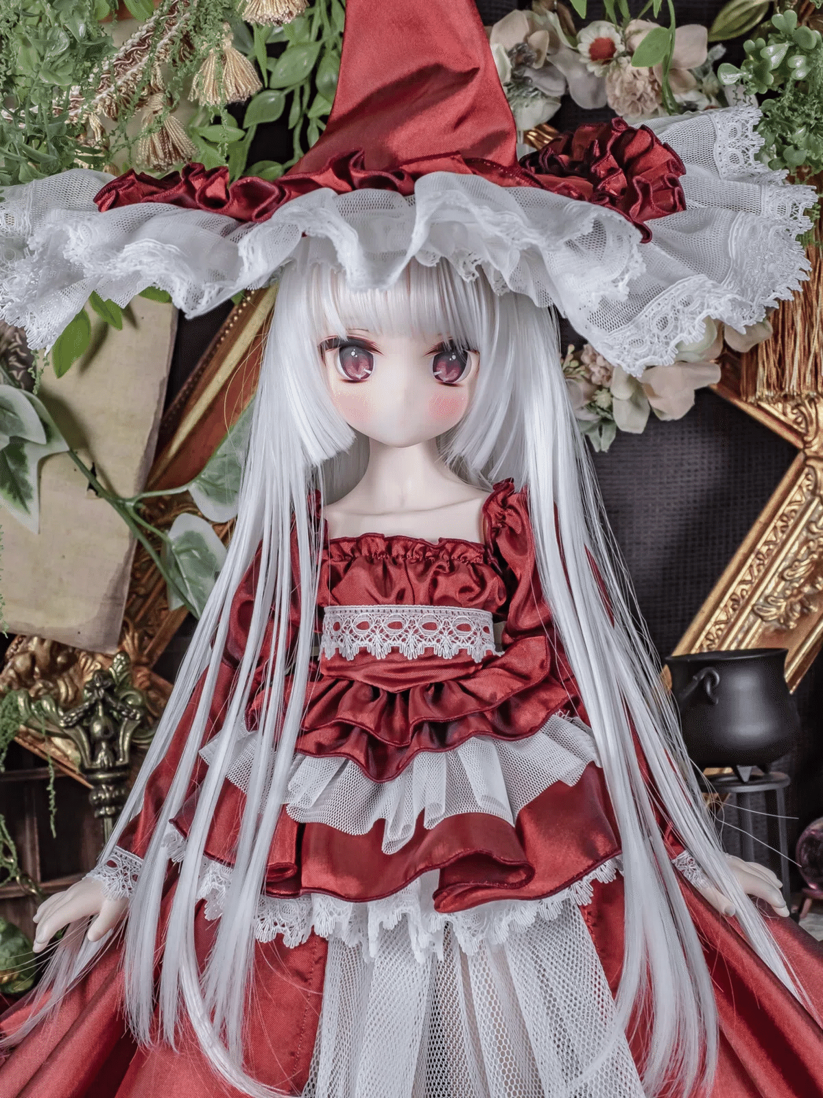 エリザベート王妃 夕霧のロンドン イノセントブルーのボリュームフリルドールドレス ヨーロピアンフリルドレスセット：パープル（60cm,SDgirl対応）（SD