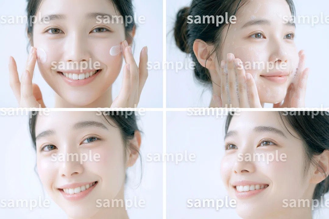 [For Skincare Brands] 9-Piece Set of Clear-Skin Female Model Assets ...