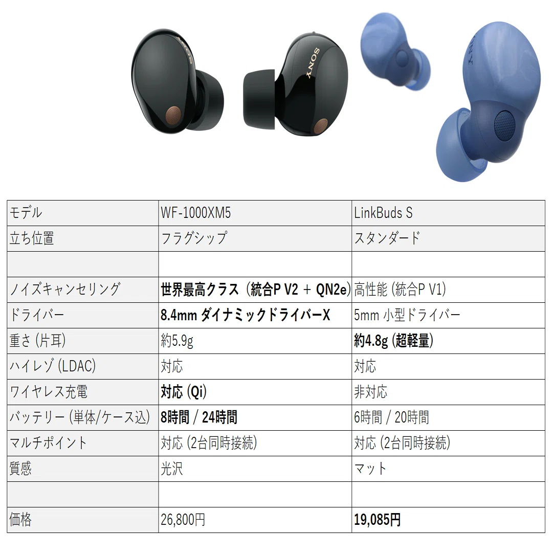 長期レビュー】SONY WF-1000XM5 vs LinkBuds Sの結論。「99%の人はWF