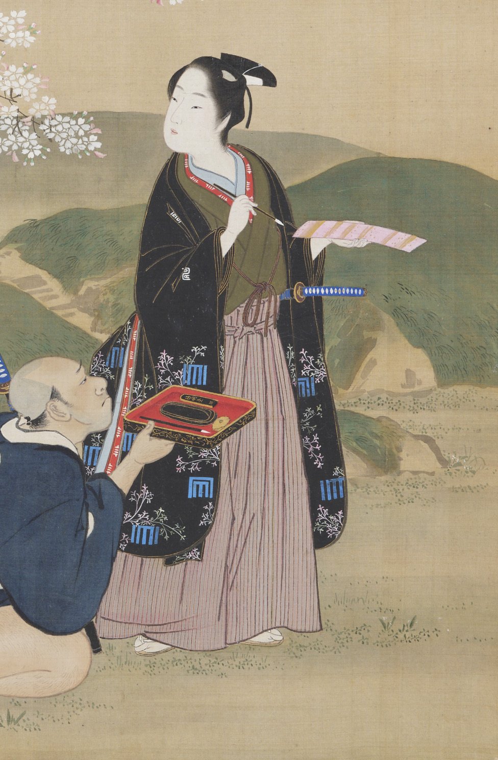 熟覧】勝川春章「桜下詠歌の図」作品と表装｜太田記念美術館