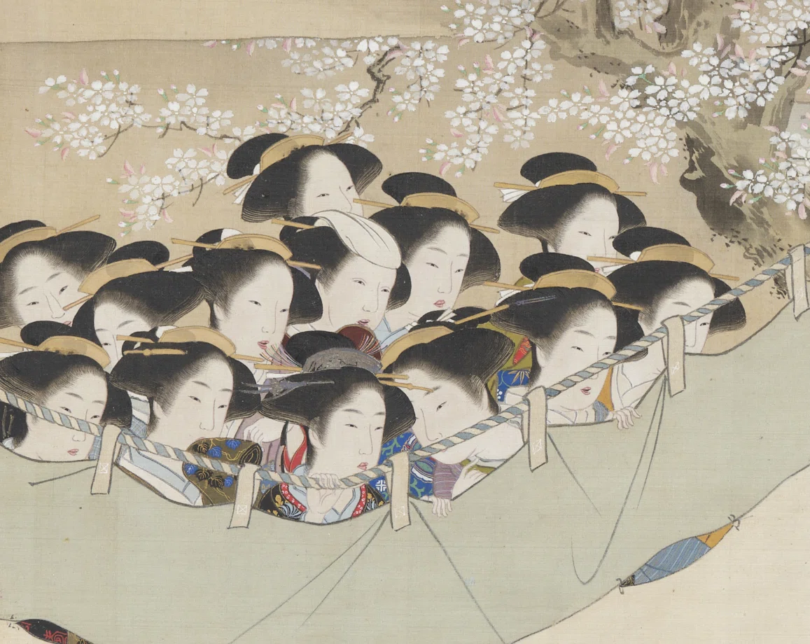 熟覧】勝川春章「桜下詠歌の図」作品と表装｜太田記念美術館