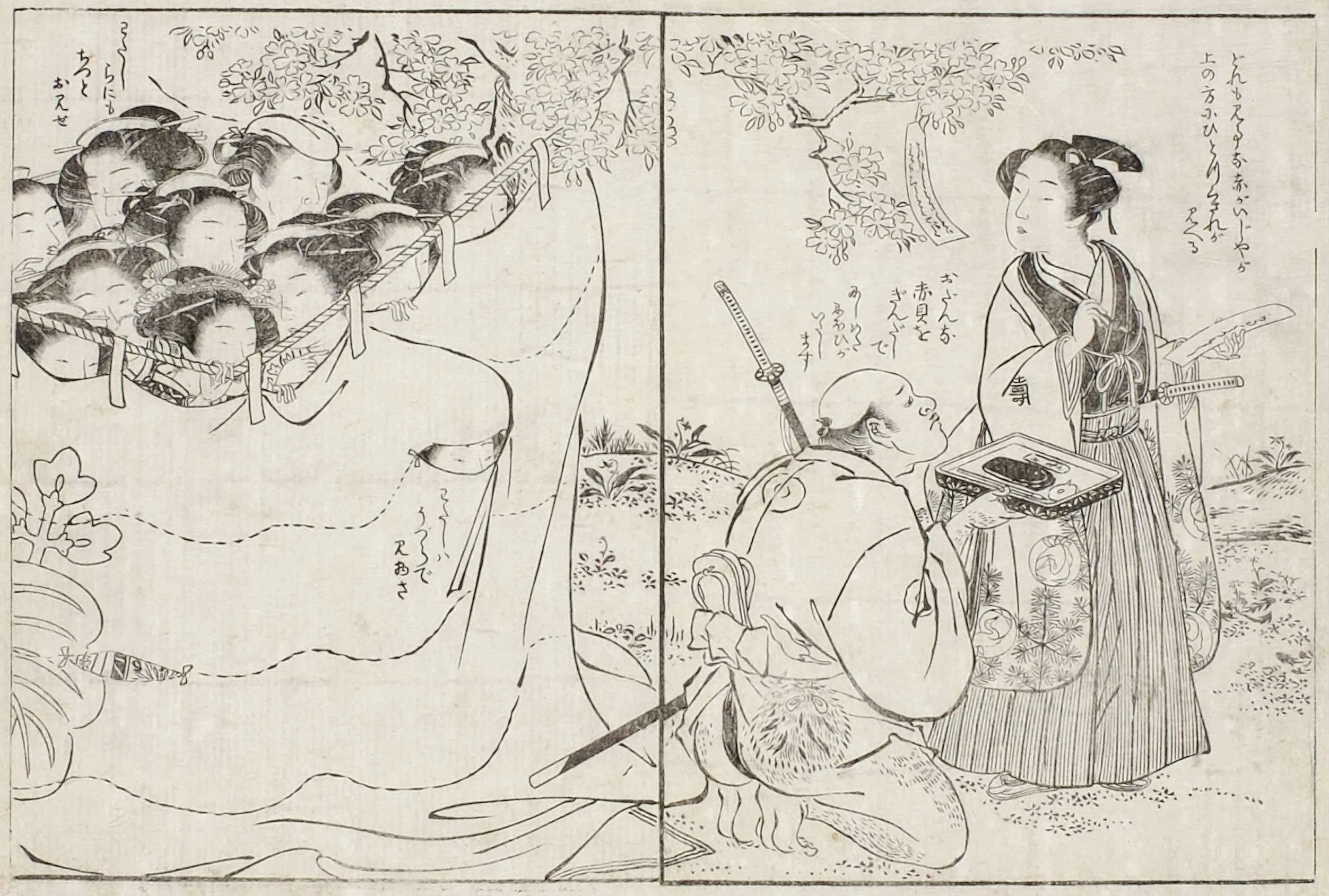 熟覧】勝川春章「桜下詠歌の図」作品と表装｜太田記念美術館