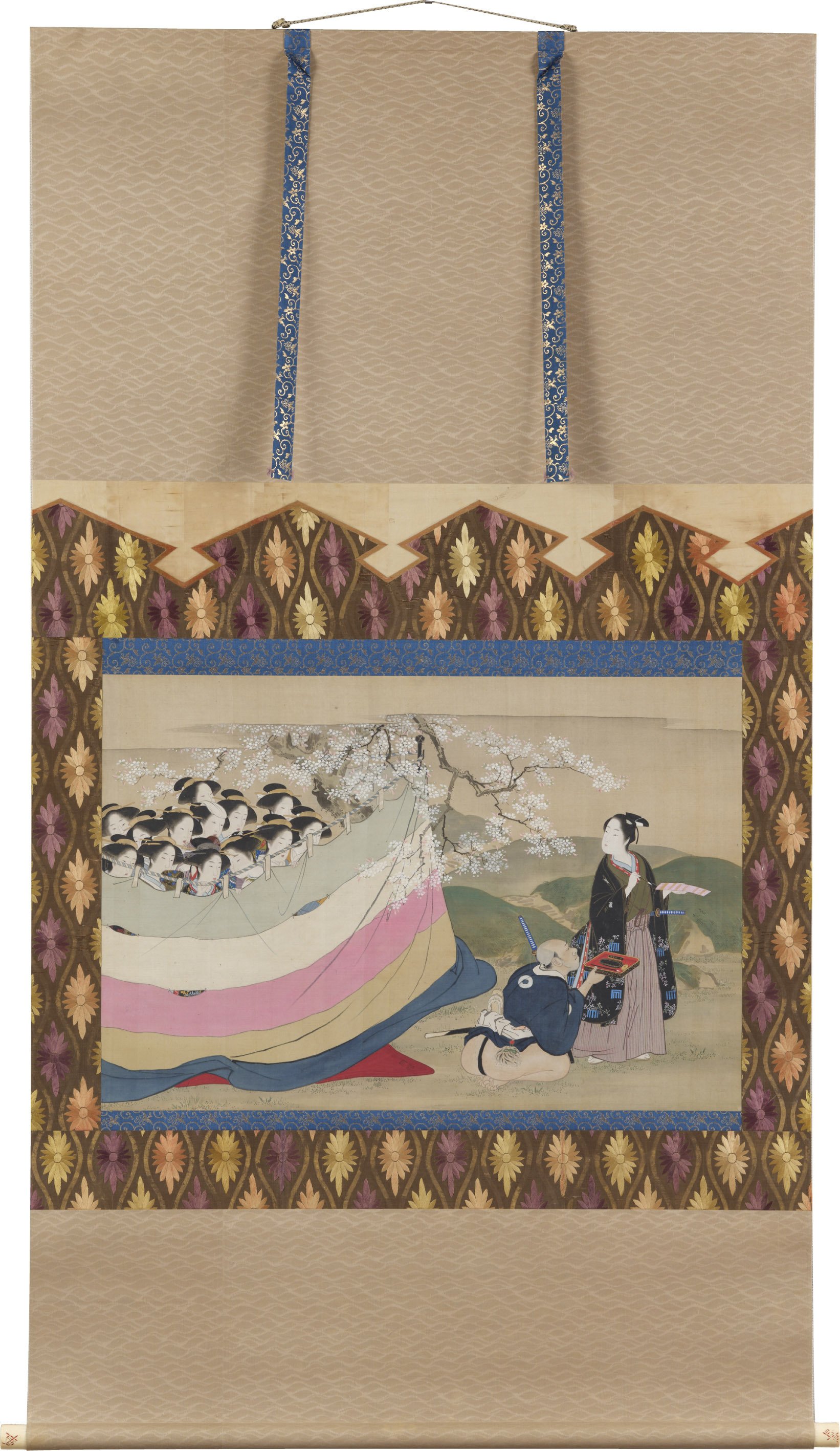 熟覧】勝川春章「桜下詠歌の図」作品と表装｜太田記念美術館
