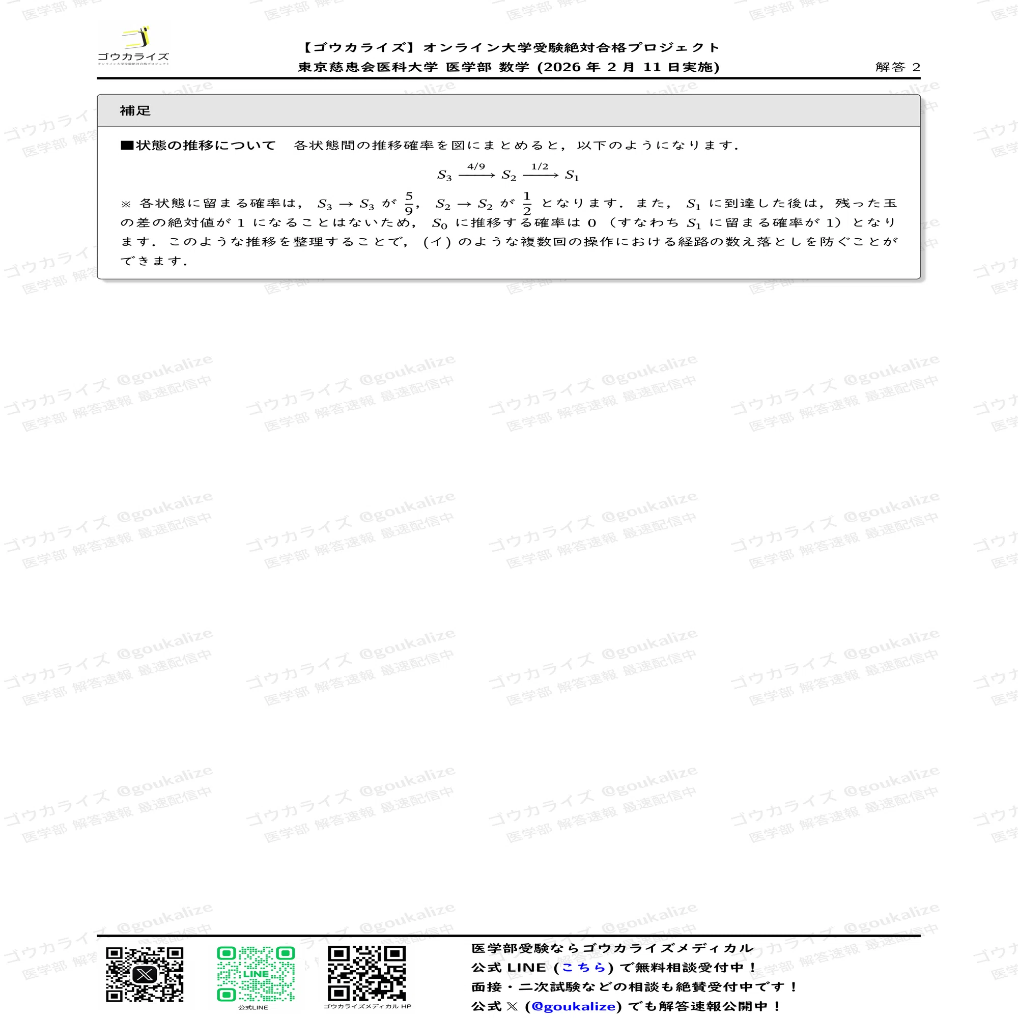 2026年解答速報】東京慈恵会医科大学 数学 (2/11実施) ｜ゴウカライズ