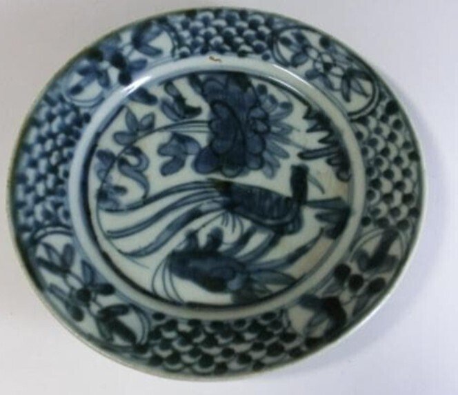 明代青花花鳥紋盤｜トリニティ