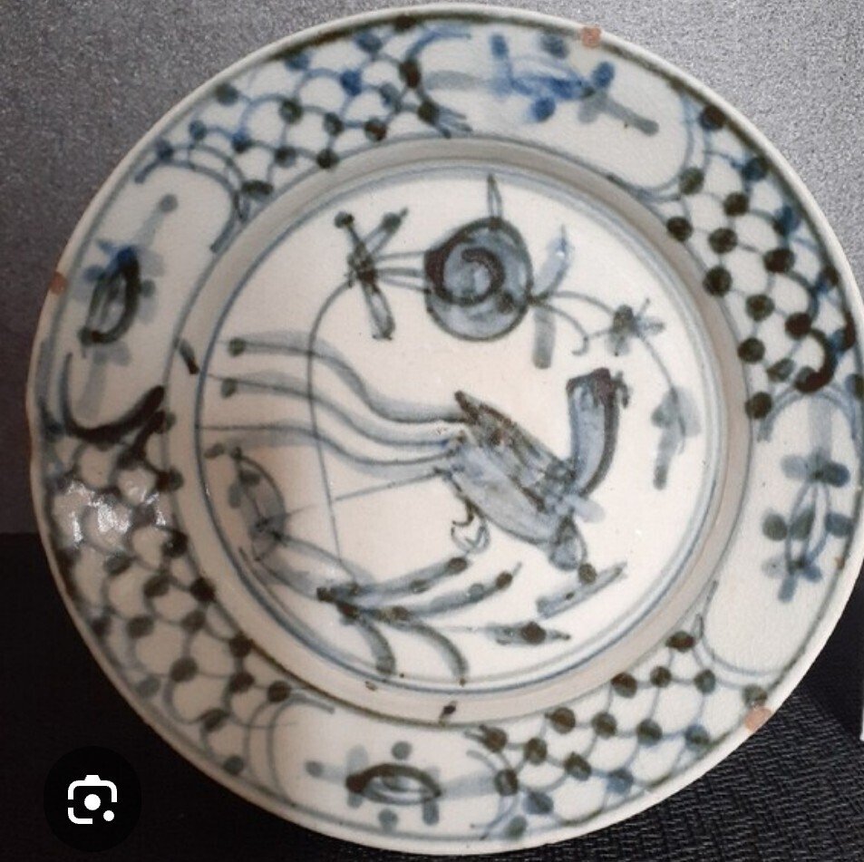 明代青花花鳥紋盤｜トリニティ