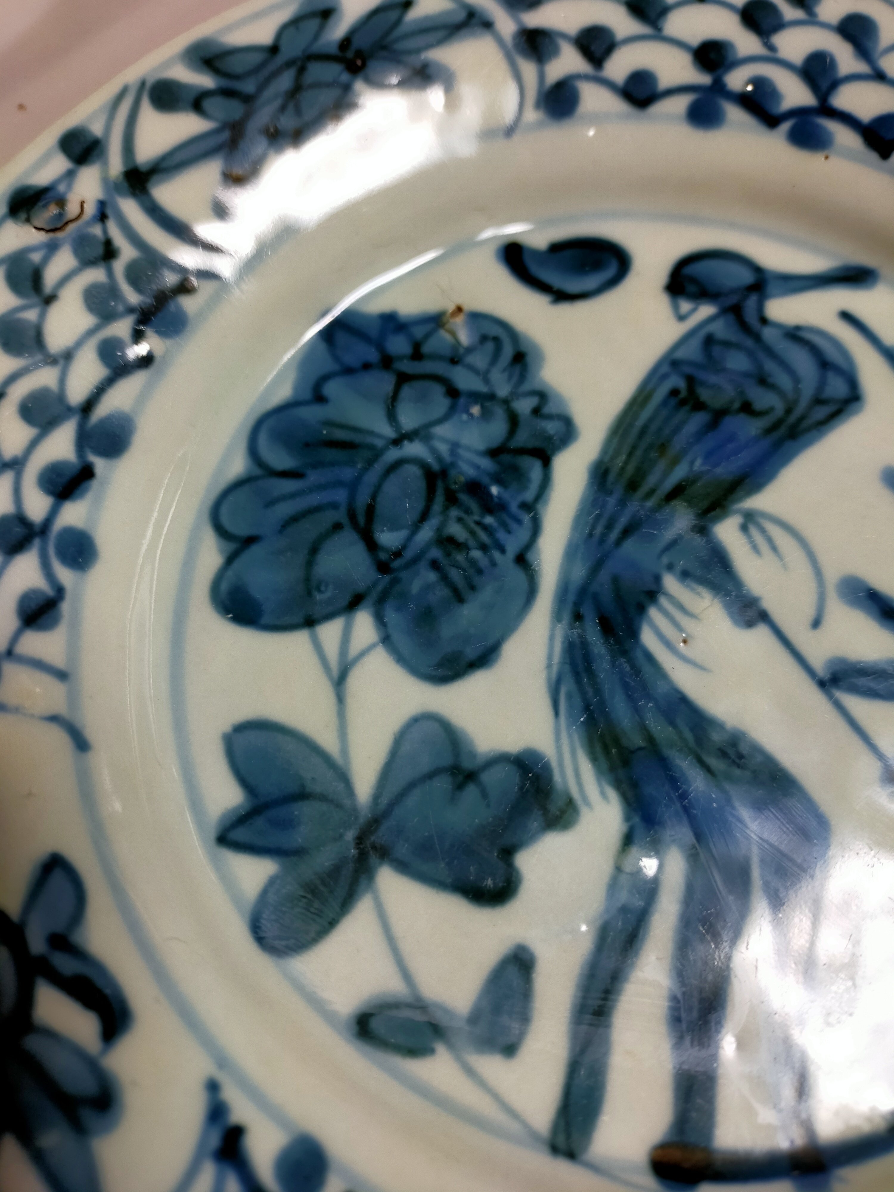 明代青花花鳥紋盤｜トリニティ