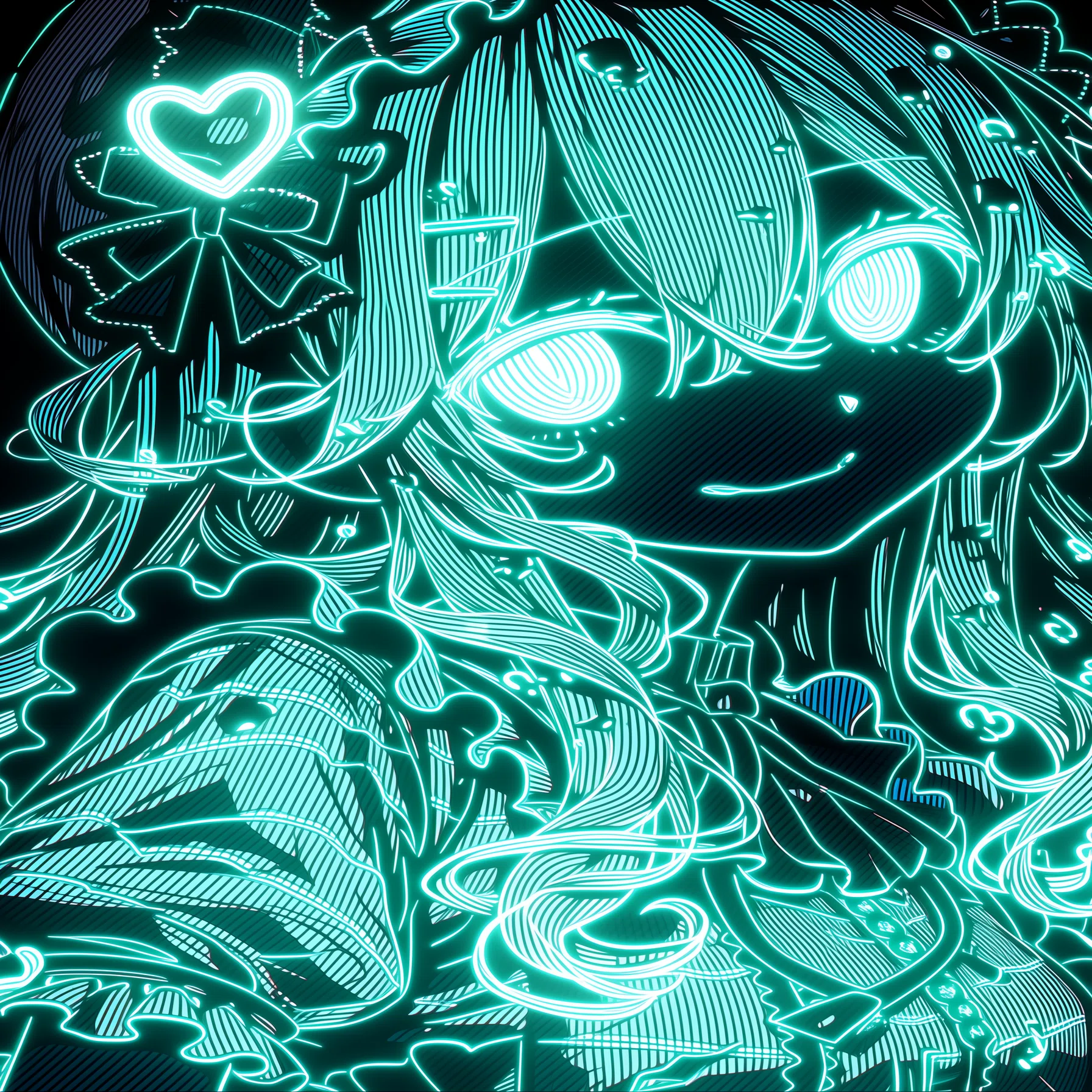 バレンタインAIアートギャラリー｜チョコミントなネオンガール