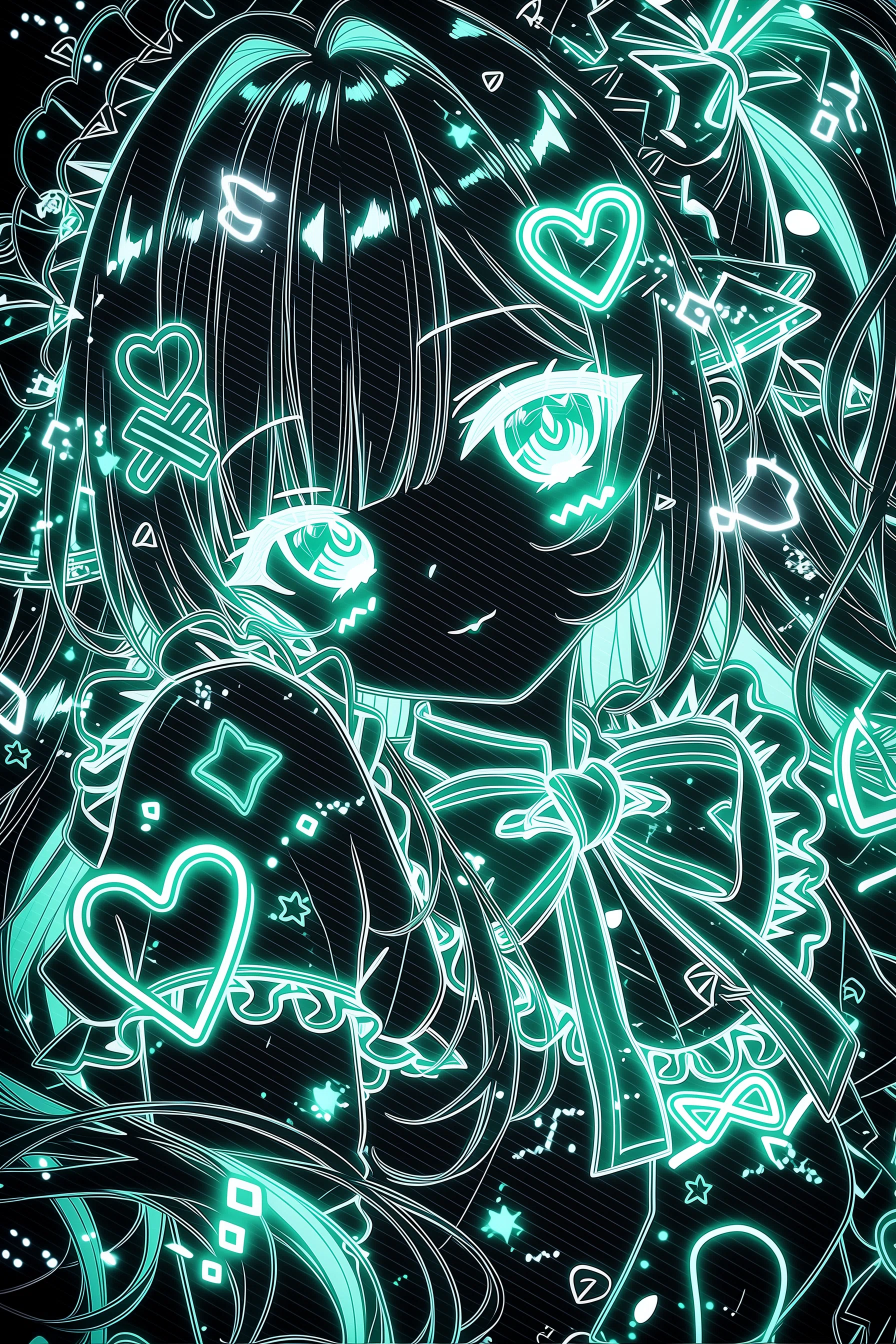 バレンタインAIアートギャラリー｜チョコミントなネオンガール
