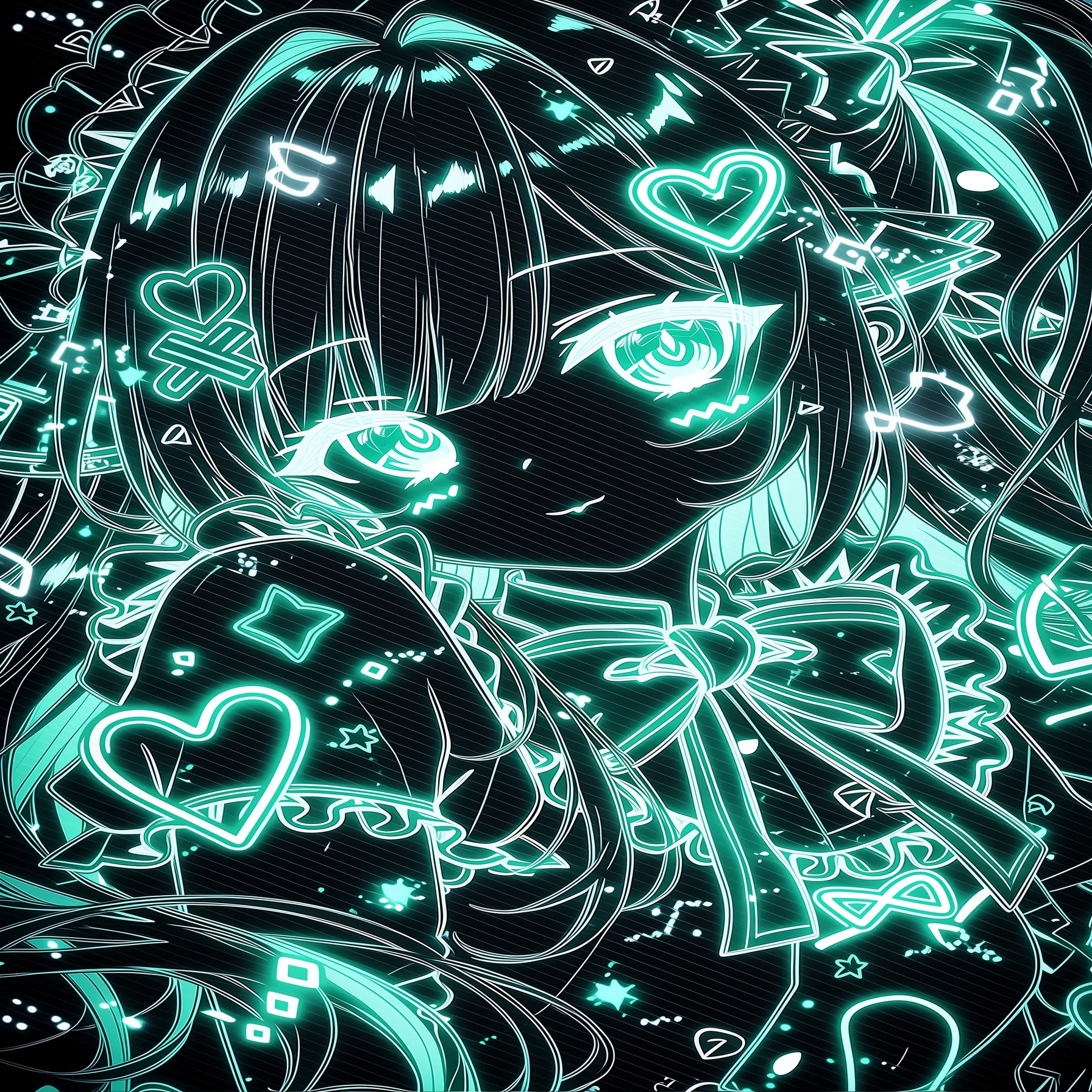 バレンタインAIアートギャラリー｜チョコミントなネオンガール