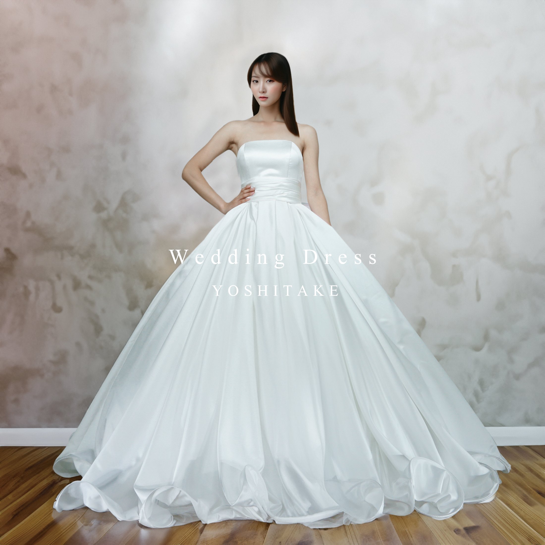 ウエディングドレス.白.プリンセスライン.バックリボン.サテン.Y2275