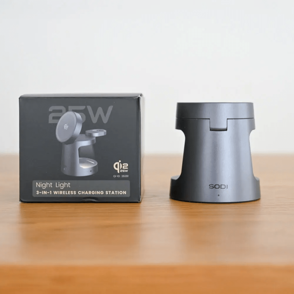 SODI Qi2.2 25W ワイヤレス充電器 3 in 1をレビュー！ベッドサイドが