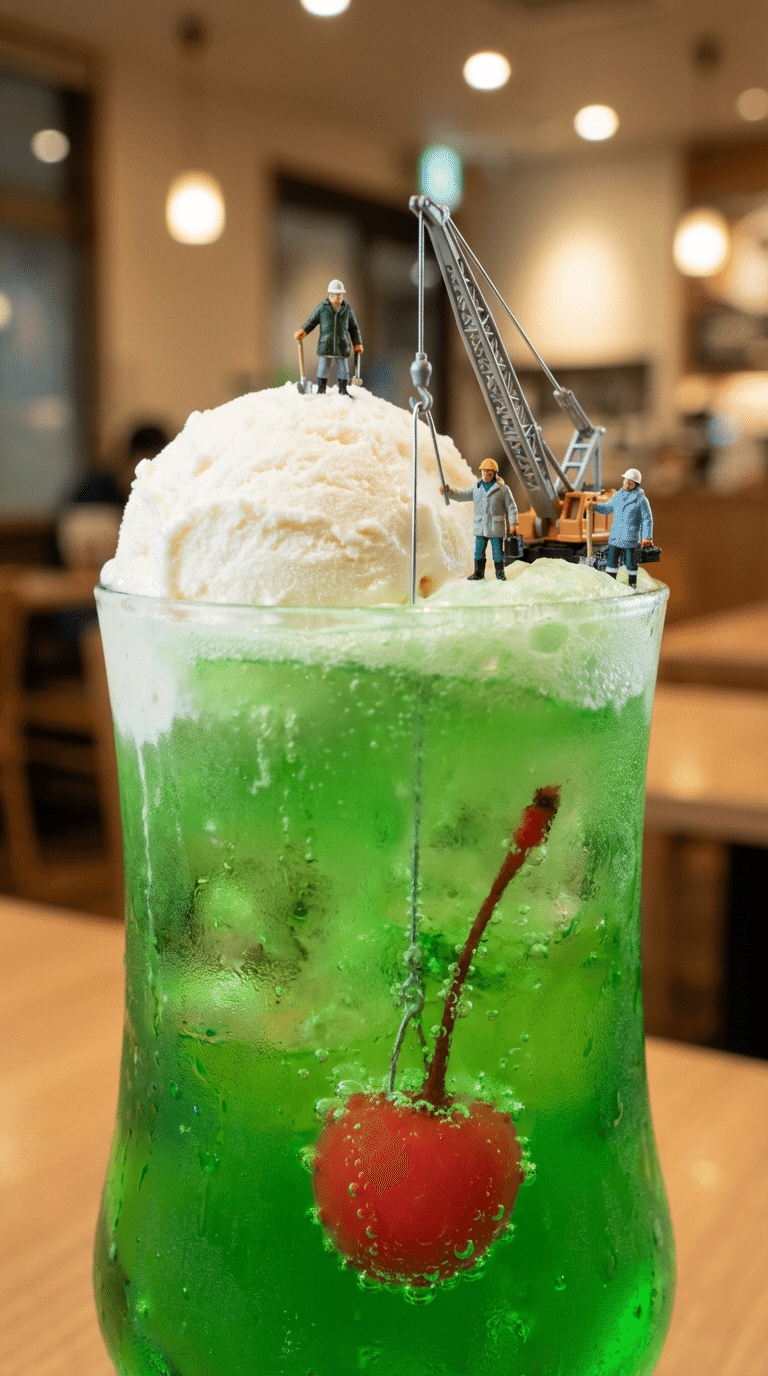 野生のチェリーをクレーンで吊り上げる。｜偽ジオラマ作家 / AI