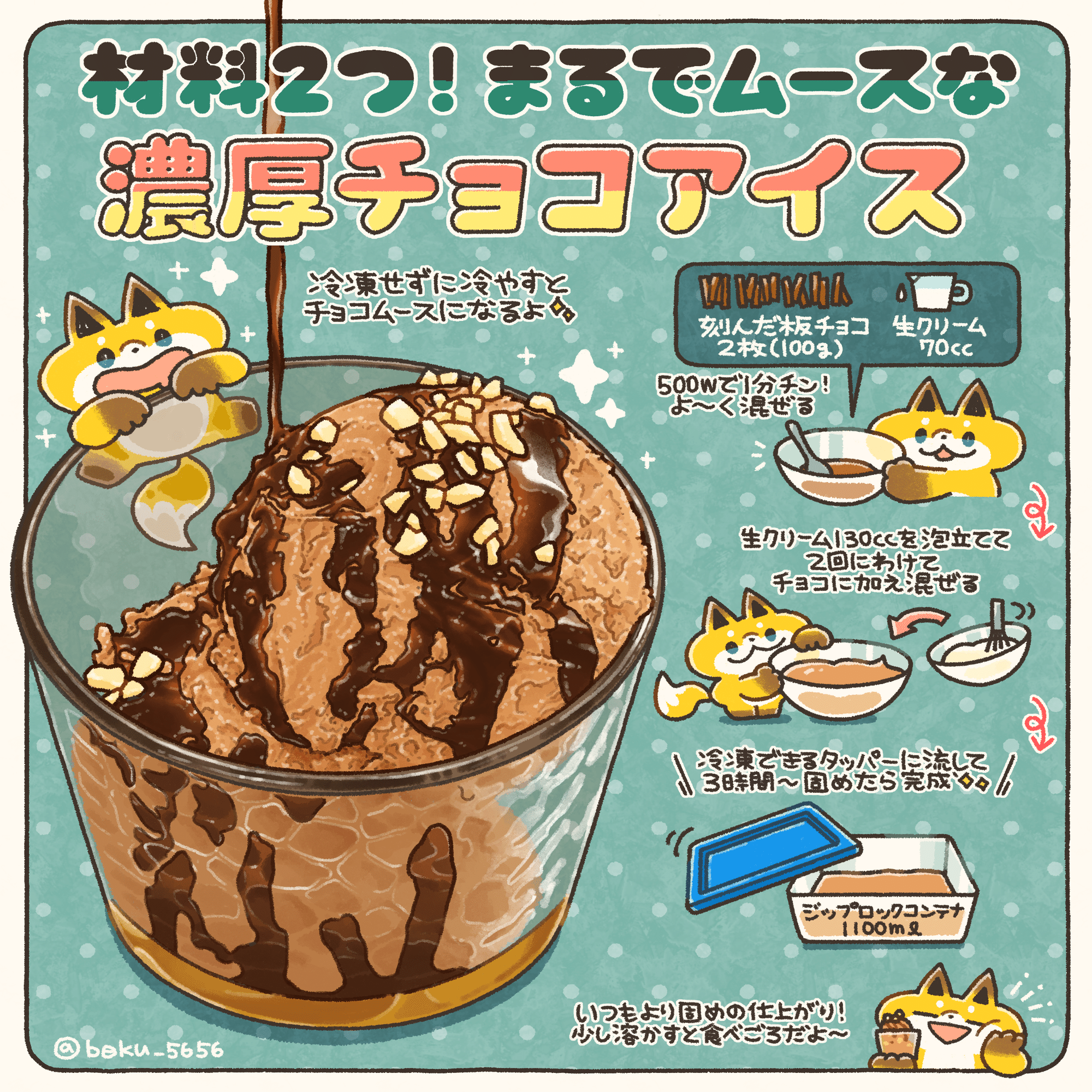 材料2つ！まるでお店な【濃厚チョコアイス】｜ぼく・イラストレシピ
