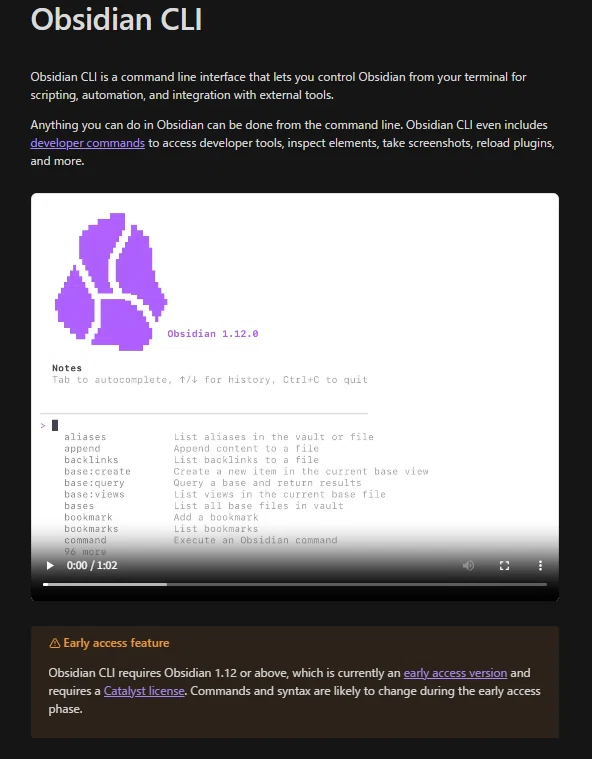 Obsidian CLIが発表された！使うのが楽しみだ。｜ひとこと、ふたこと。