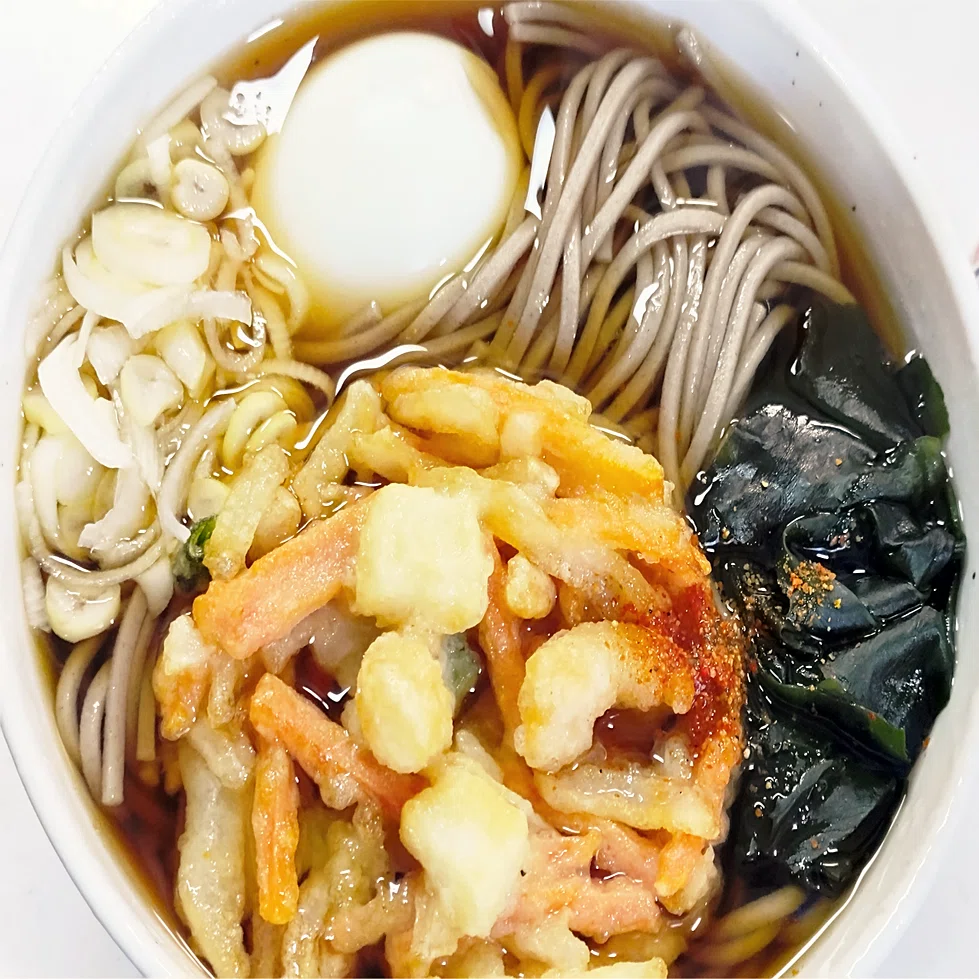かき揚げ天ぷらそば（ゆで卵入り）【我が干しそば道 精進の177杯目