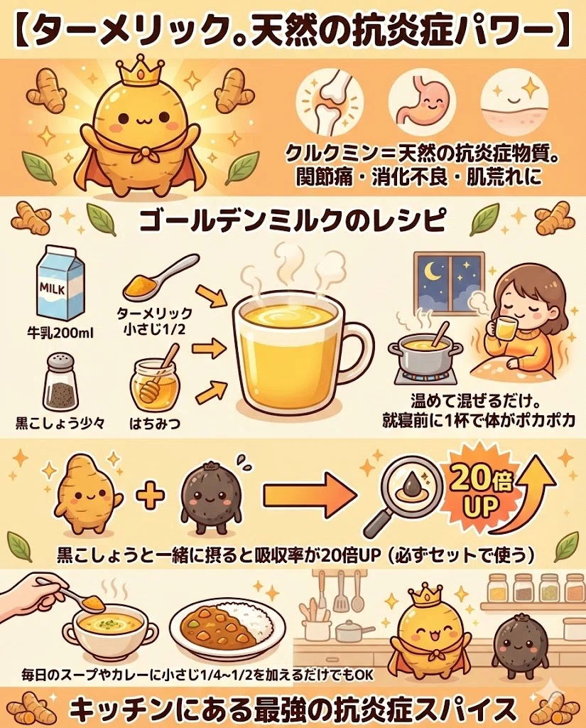 ターメリック ウコン 効果 効能 抗炎症 肝臓 関節痛 飲み方