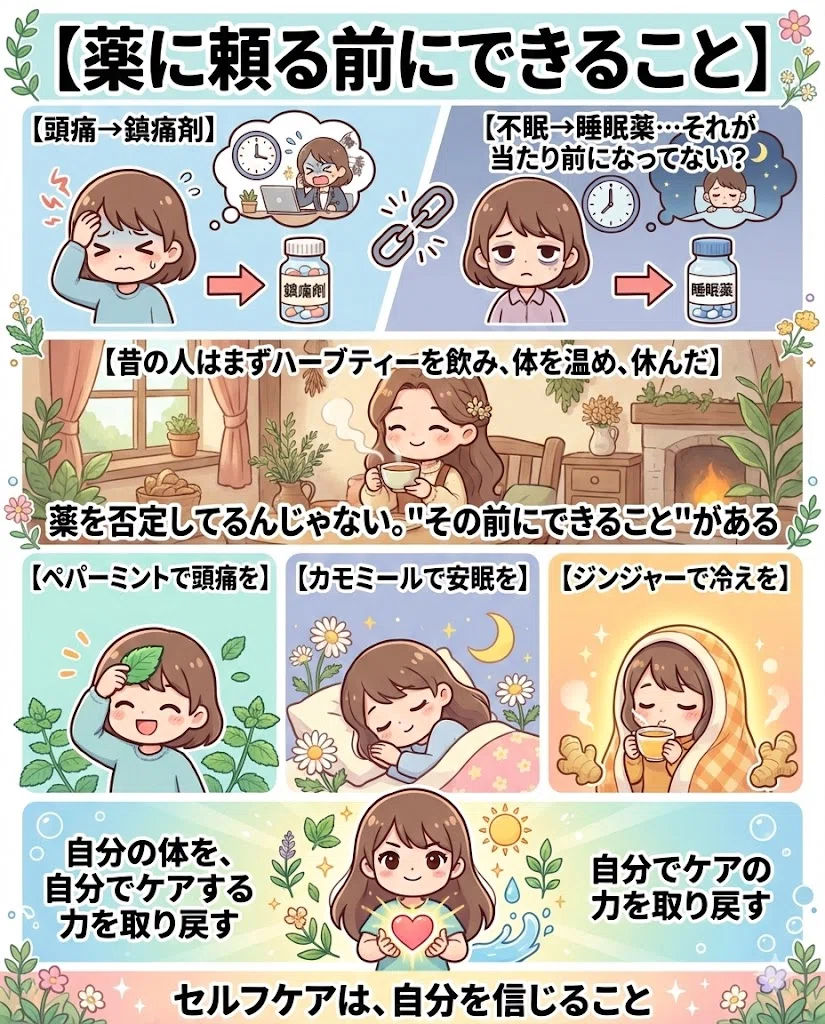  自然療法 ハーブ 薬に頼る前 予防 セルフケア 家庭 ホームレメディ
