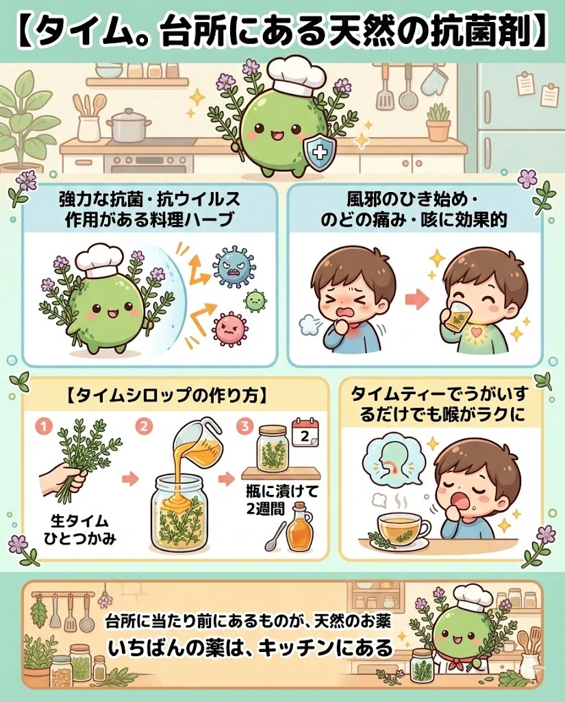 タイム 効果 効能 抗菌 風邪 咳 キッチンハーブ 使い方