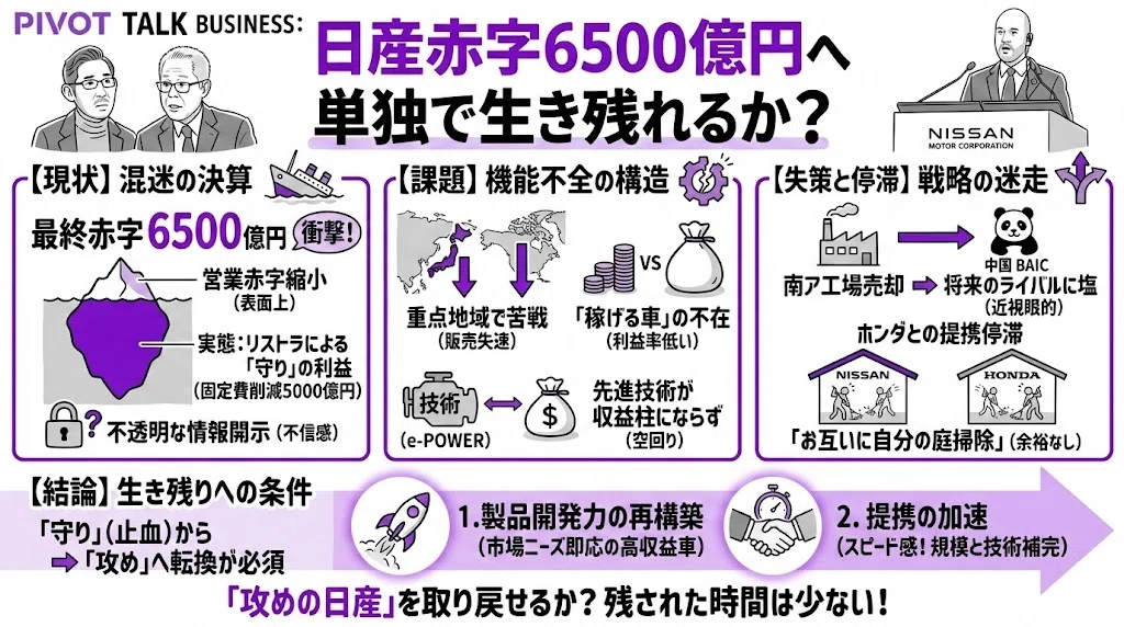 ほぼ毎日note vol.42._ 日産、最終赤字6500億円の衝撃：リストラ頼みの