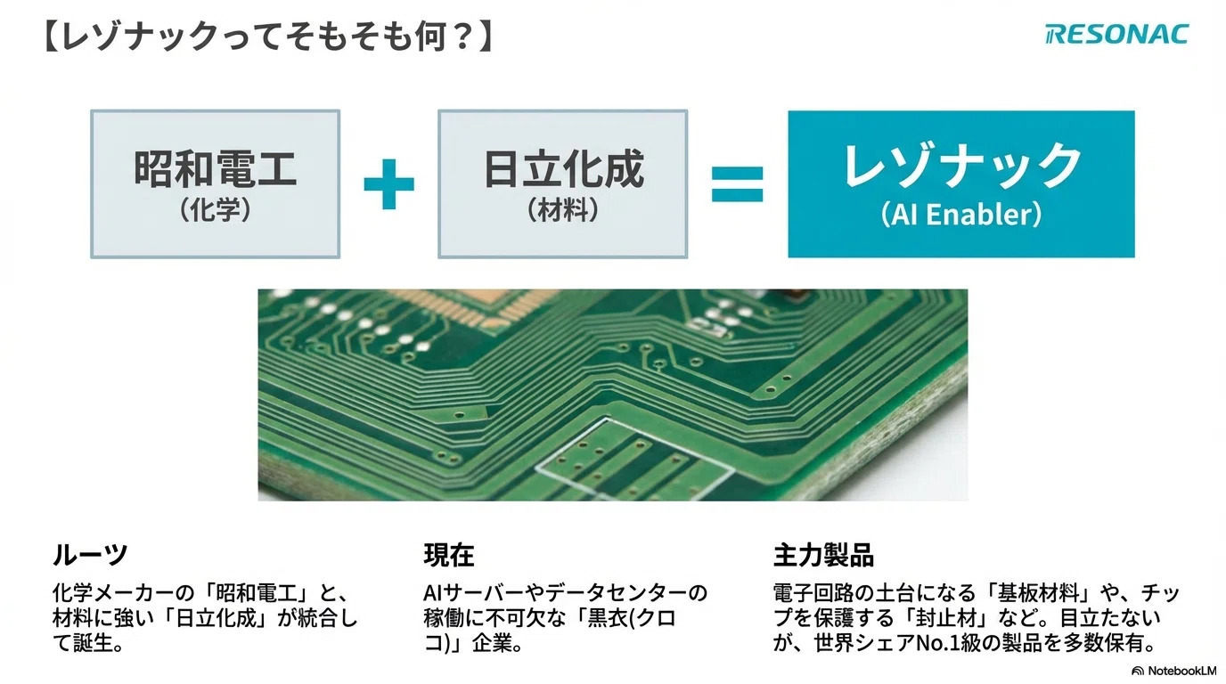 これは一体何くすサンゾ 純利益2.7倍見通しのレゾナックって何者？元・昭和電工×日立化成がAI