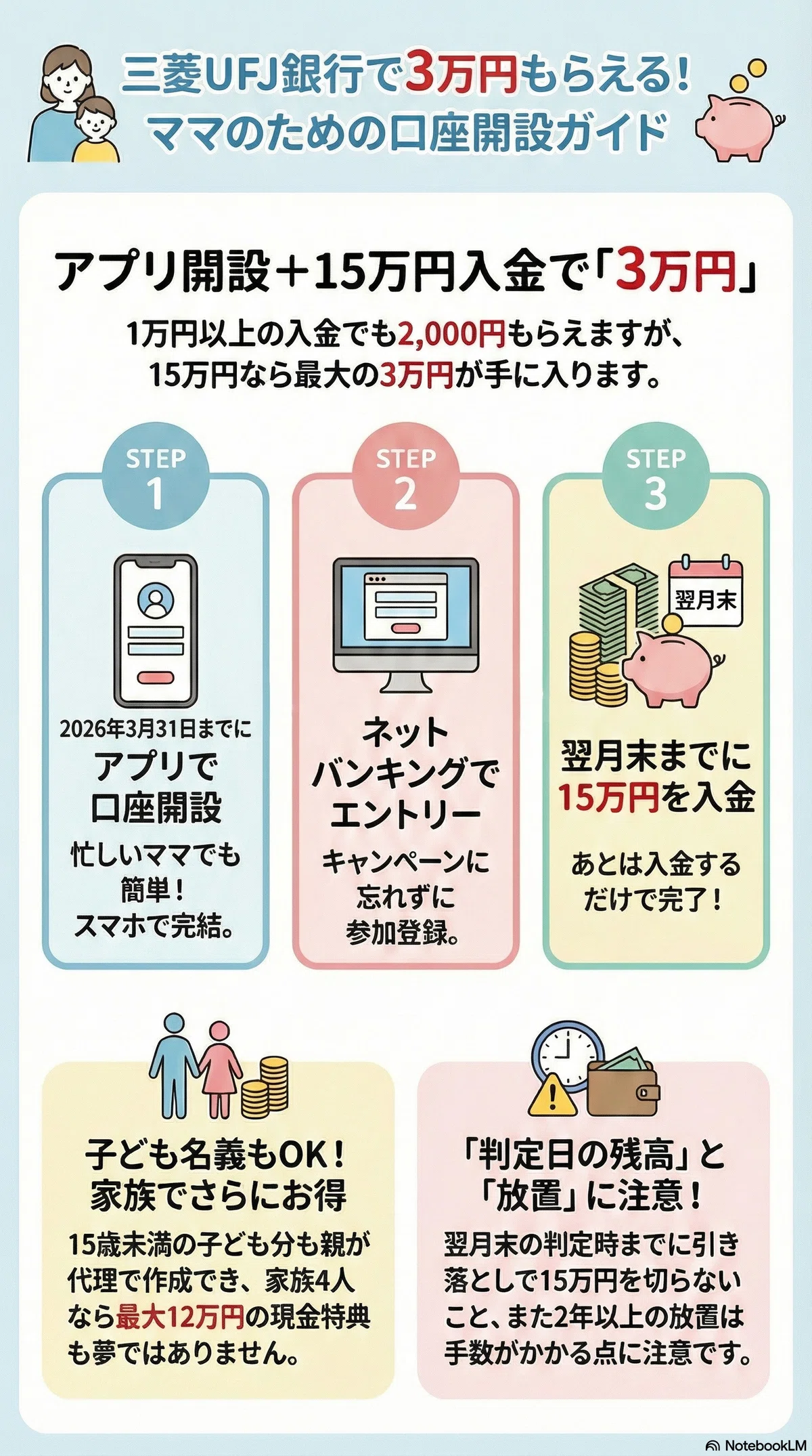 終了】三菱UFJ銀行の口座開設で「現金3万円」──条件・手順・落とし穴 