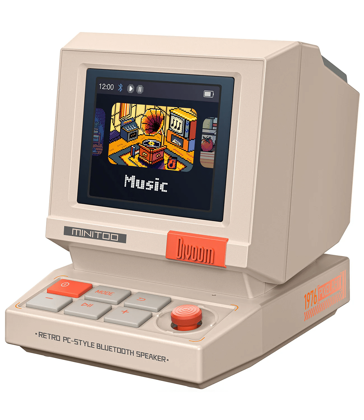 Divoom〉 Minitoo — レトロPC風の手のひらスピーカーに128×160 IPS液晶