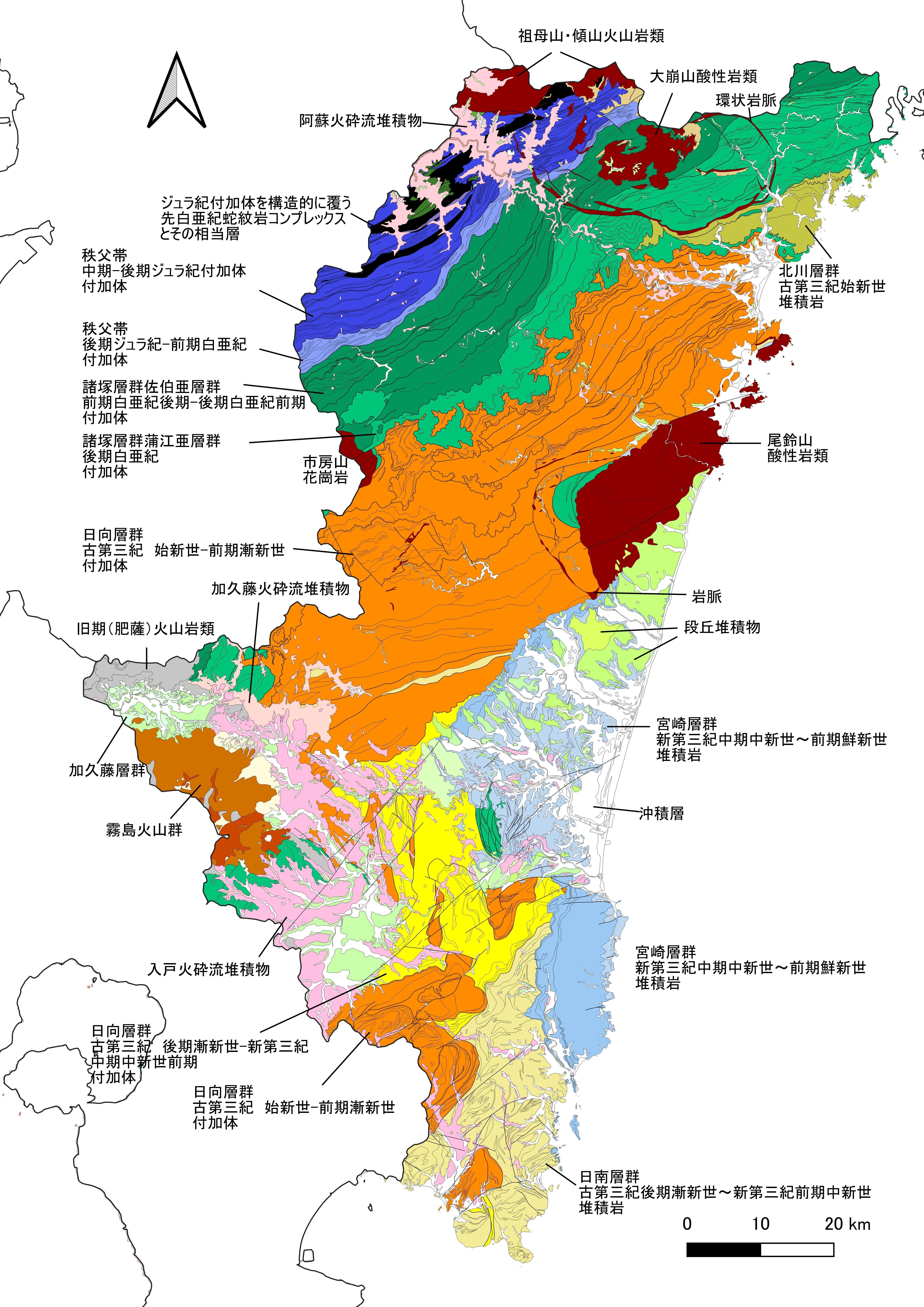 宮崎県の地質概略図｜nagachico