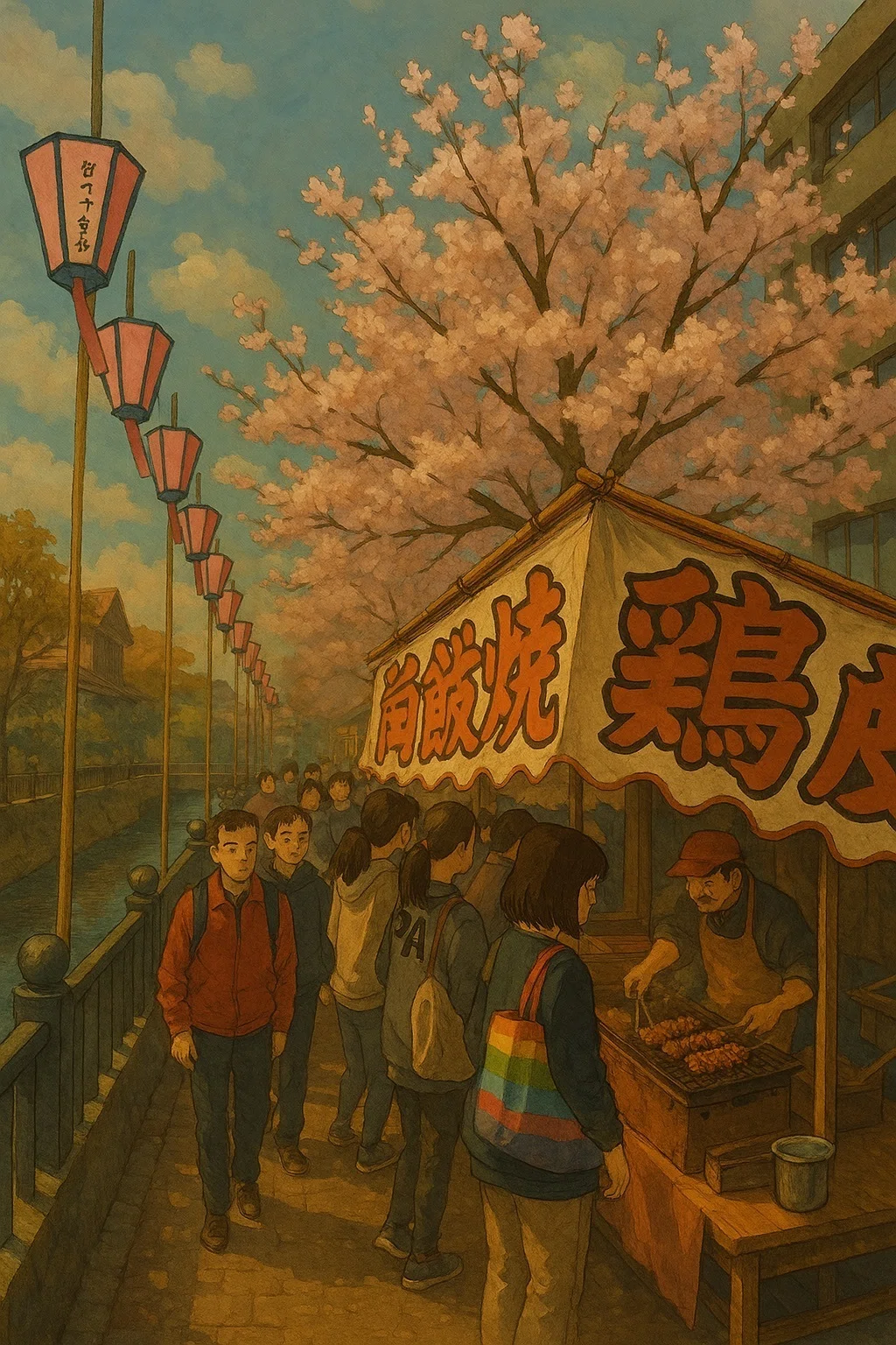 横浜大岡川付近(水彩画) 2025年3月30日】横浜・大岡川桜前線、一足早く横浜・大岡川で春の息吹