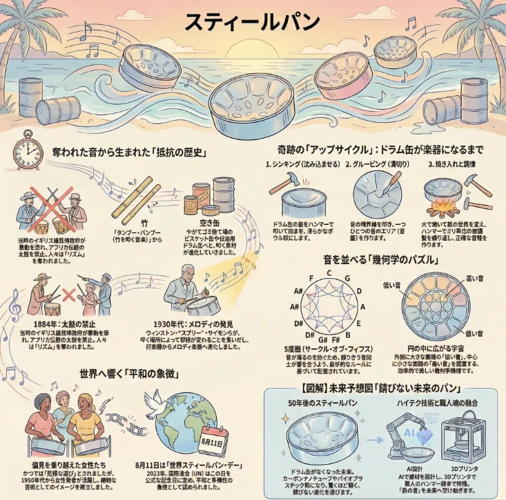 月弓ノート#034 スティールパン| 逆境から生まれた「世界一美しい音