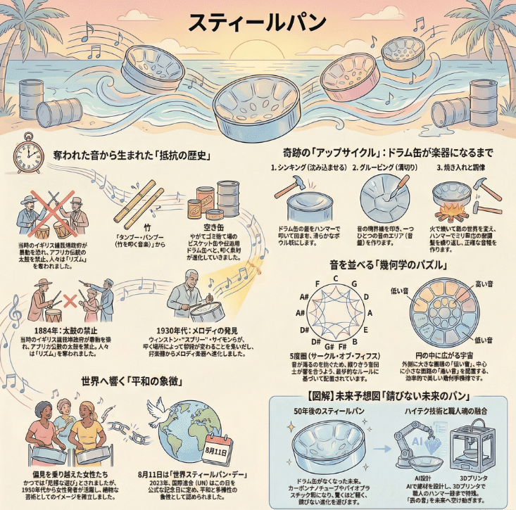 月弓ノート#034 スティールパン| 逆境から生まれた「世界一美しい音