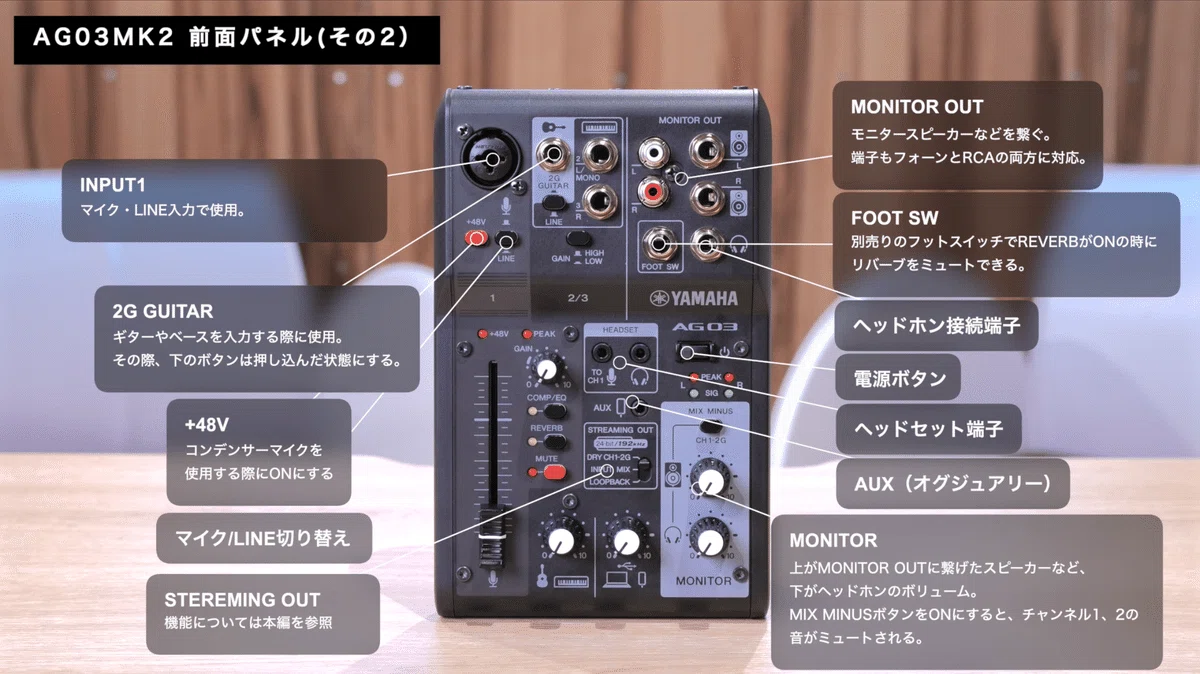 YAMAHA AG03 MK2 | オーディオインターフェイスレビュー Vol.07 YAMAHA AG03 MK2 | オーディオインターフェイスレビュー Vol.07
