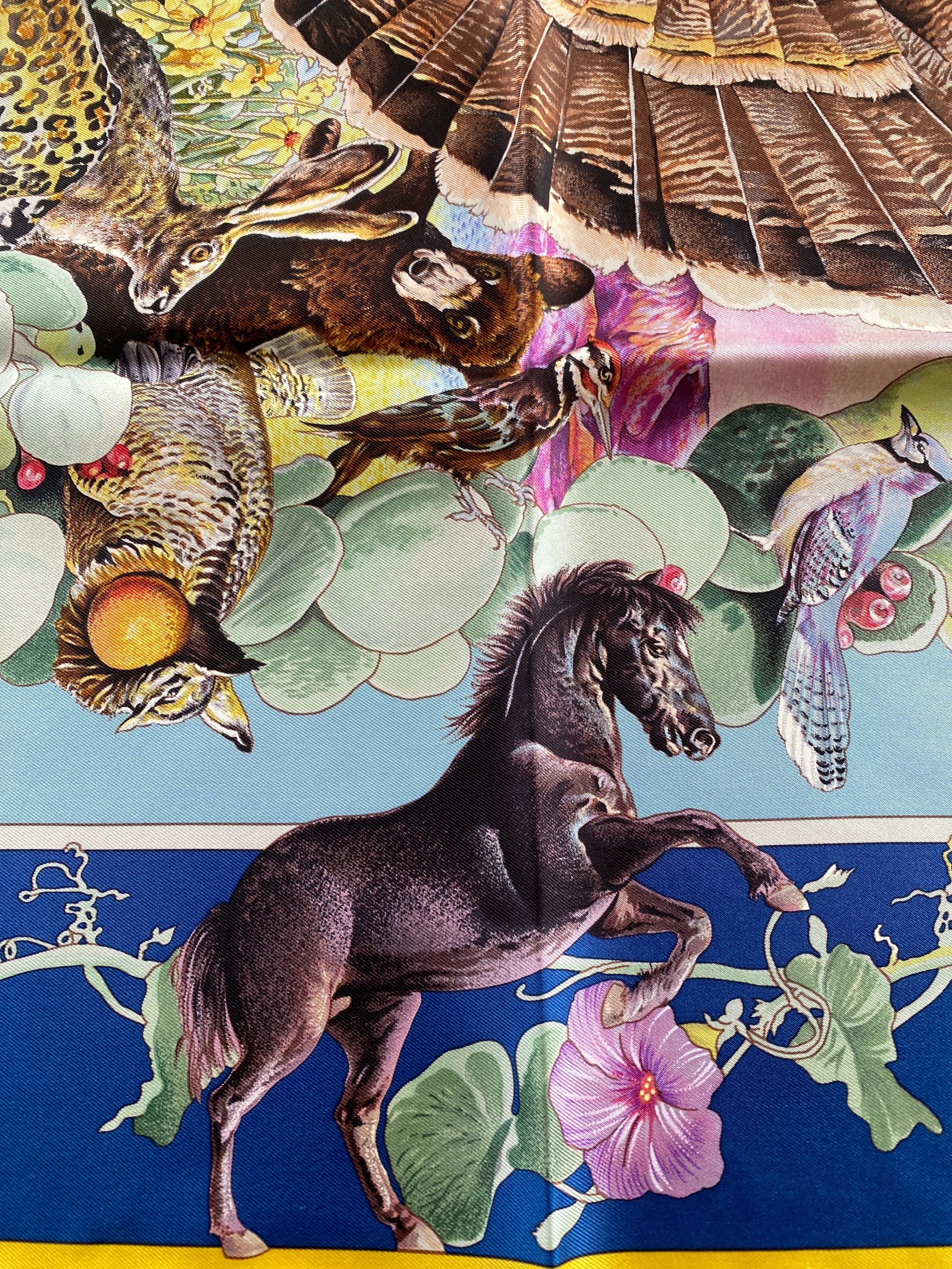 エルメス　スカーフ　テキサス動植物図鑑 HERMES】【FAUNE ET FLORE DU TEXAS TEXAS WILDLIFE】【フランス製