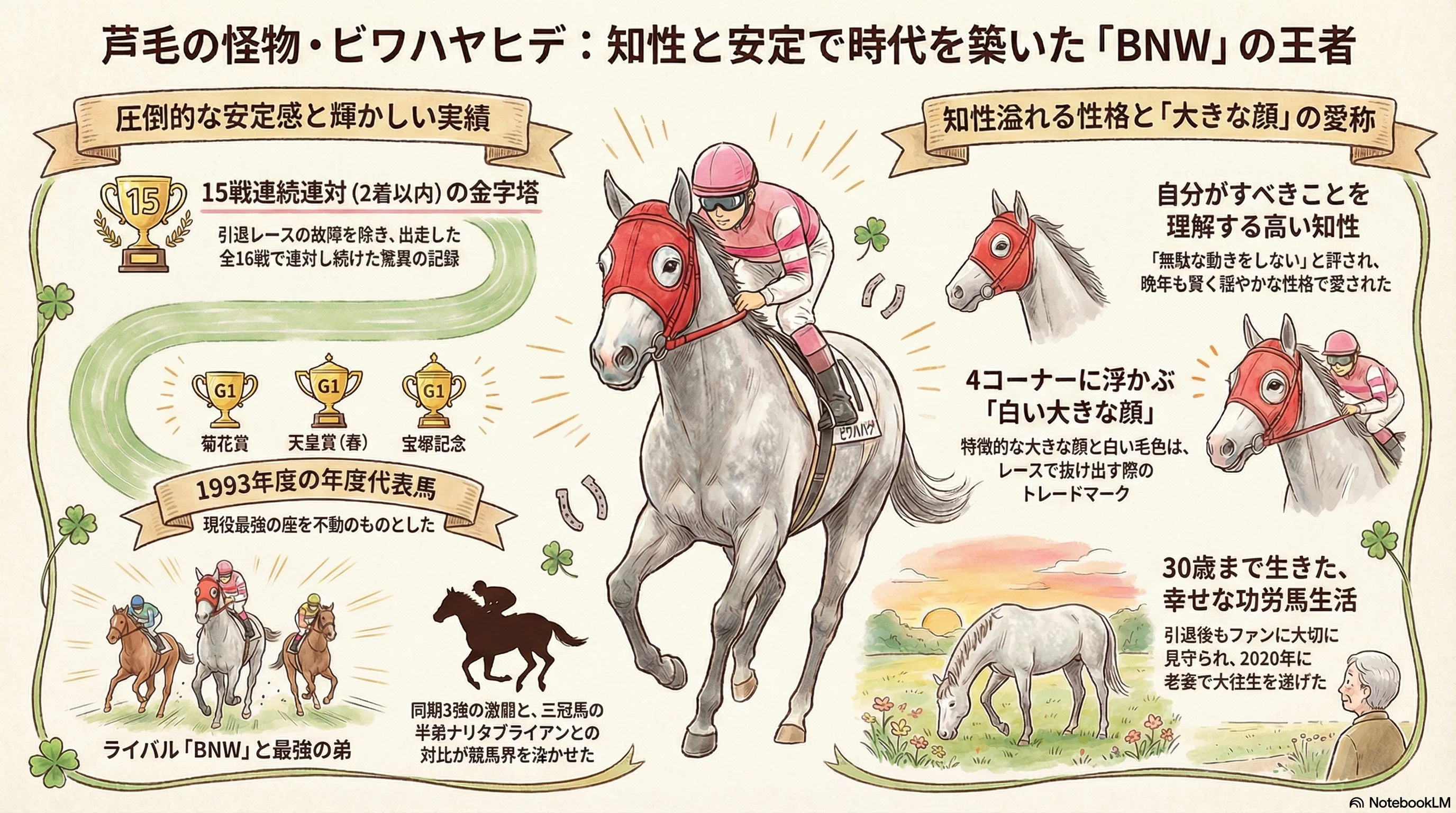 芦毛の怪物・ビワハヤヒデの軌跡｜ハサミおじさん