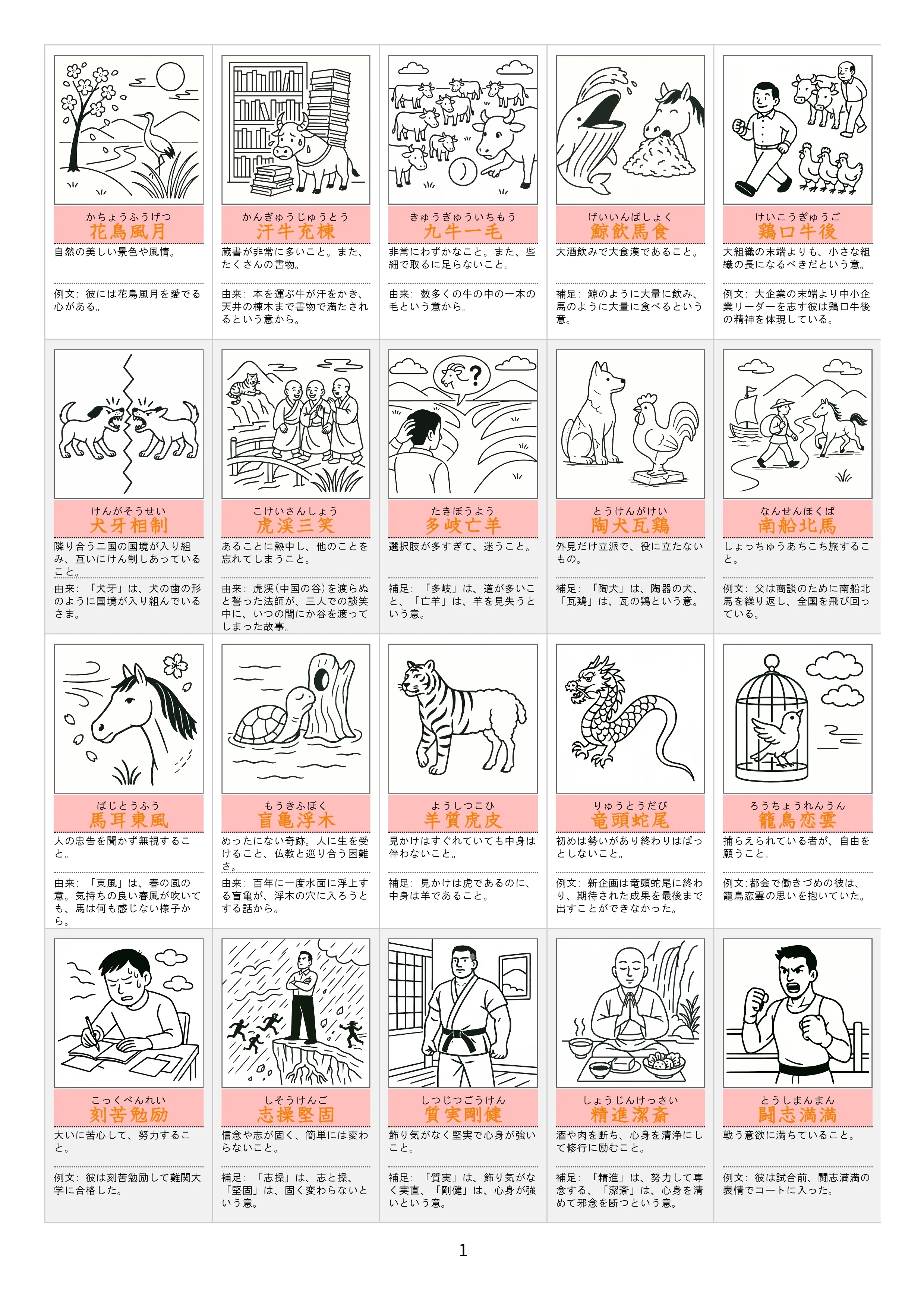 連想する・読める・覚える漢字・二字・四字熟語学習シート: 文部科学省