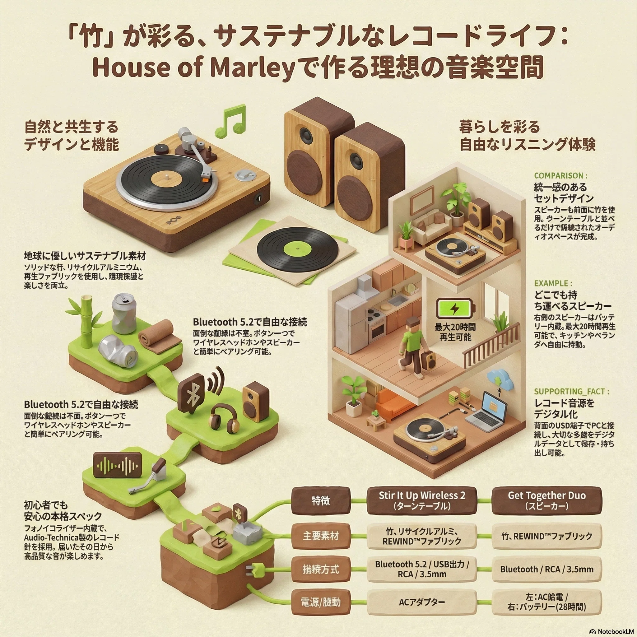 【送料無料】EA　DUO-R本体　起動確認済み　すぐに遊べるセット 竹」が彩る、レコードのある暮らし。Stir It Up Wireless 2 × Get