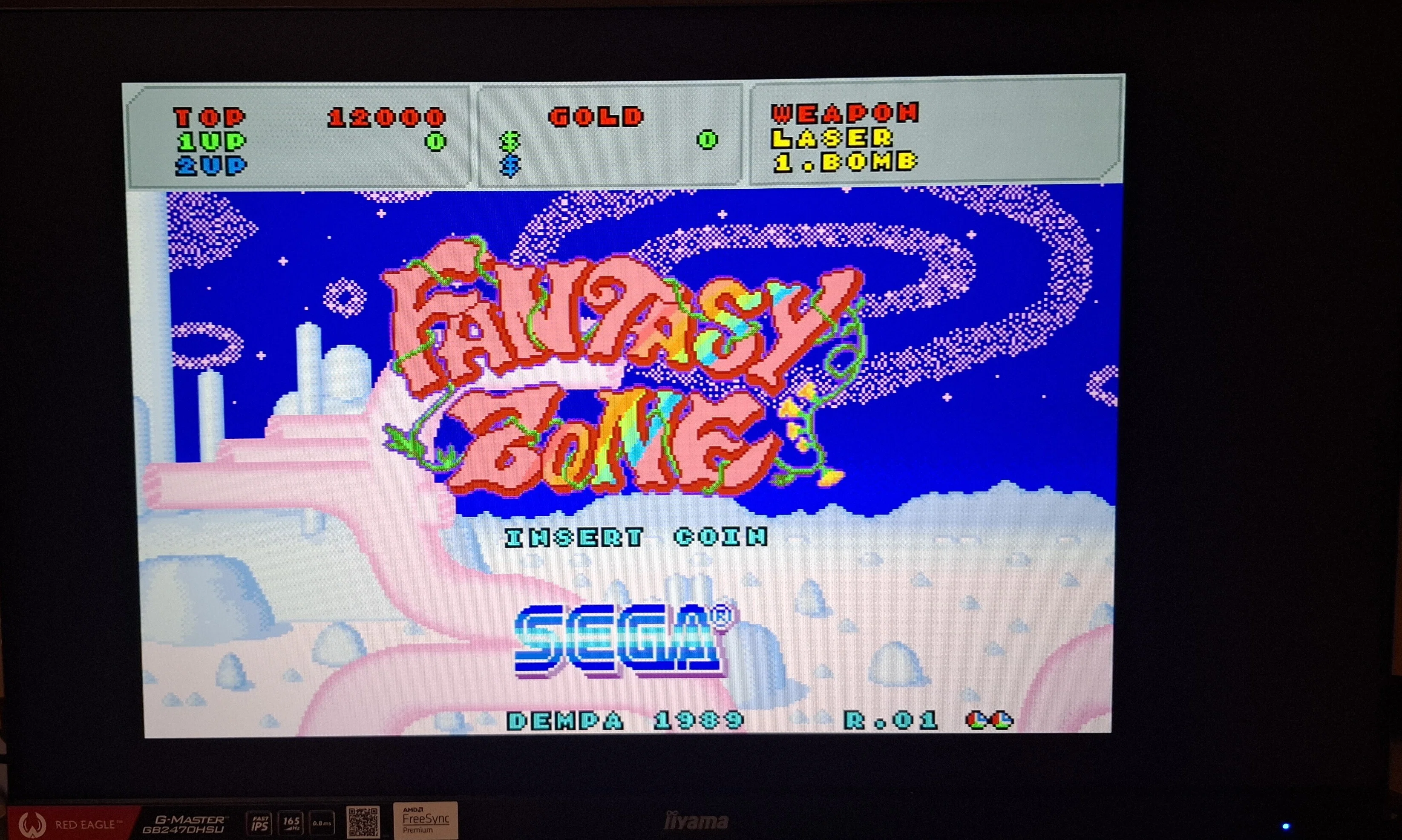 ファンタジーゾーン X68000 フロッピーディスク iiyama G-MASTER G82470HSU+OSSC+X68000でゲームを起動させてみた画像