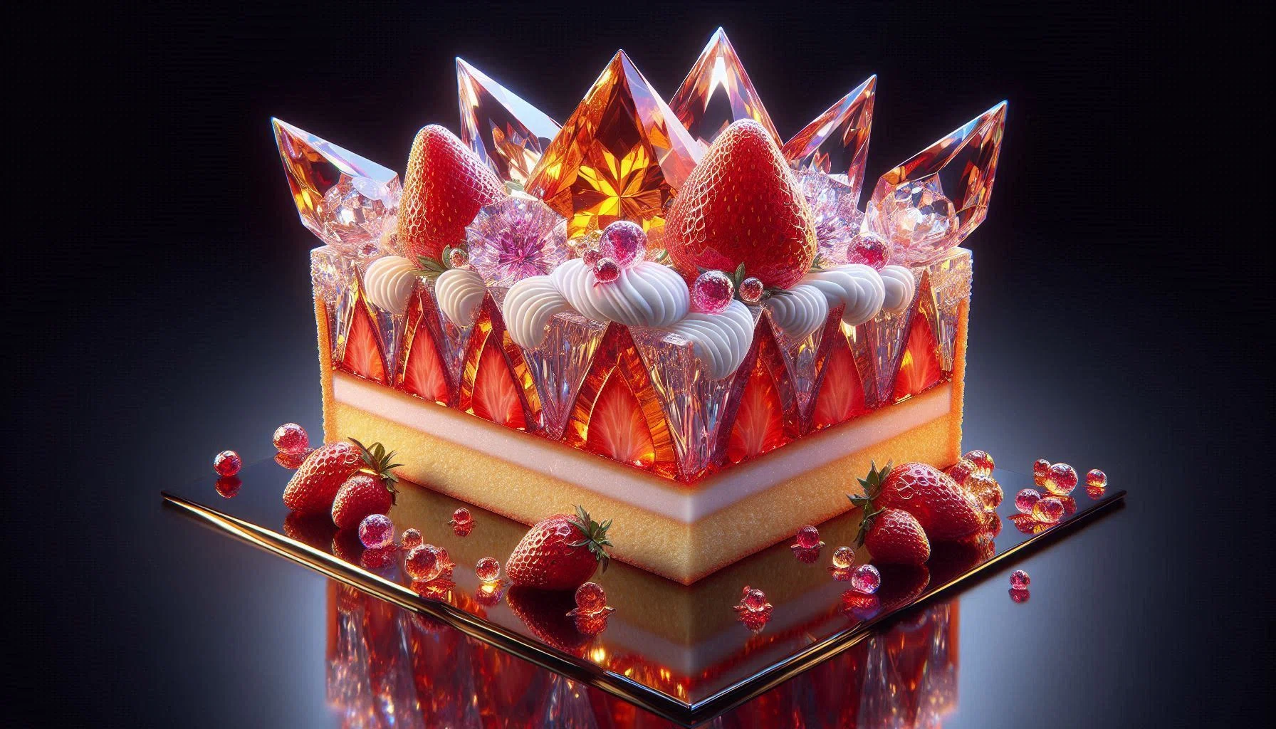 真作　オリジナル　デジタルアート　限定一点物　クリスタルケーキ AIアート】クリスタルケーキ~Crystal Cakes｜ボコポコ